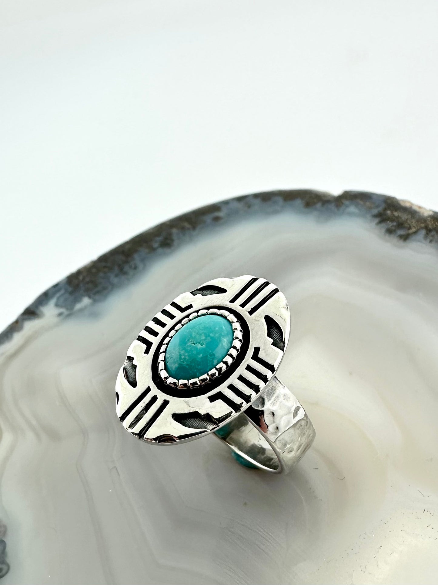 One-of-a-Kind Sterling Silver Aztec Turquoise Ring – Size 6