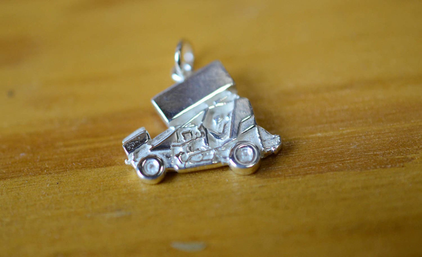 Mini / Micro Sprint Race Car in Sterling Silver, Bracelet CHARM