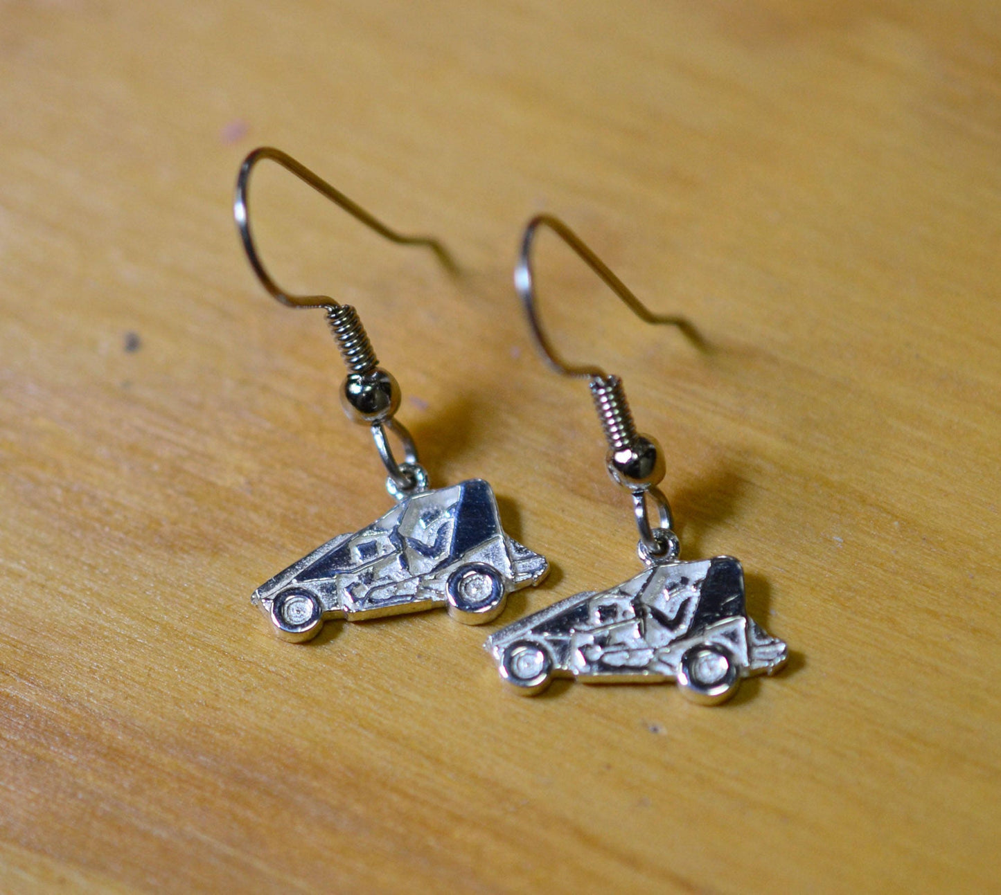Mini / Micro Non-Wing Sprint Race Car in Sterling Silver, EARRINGS
