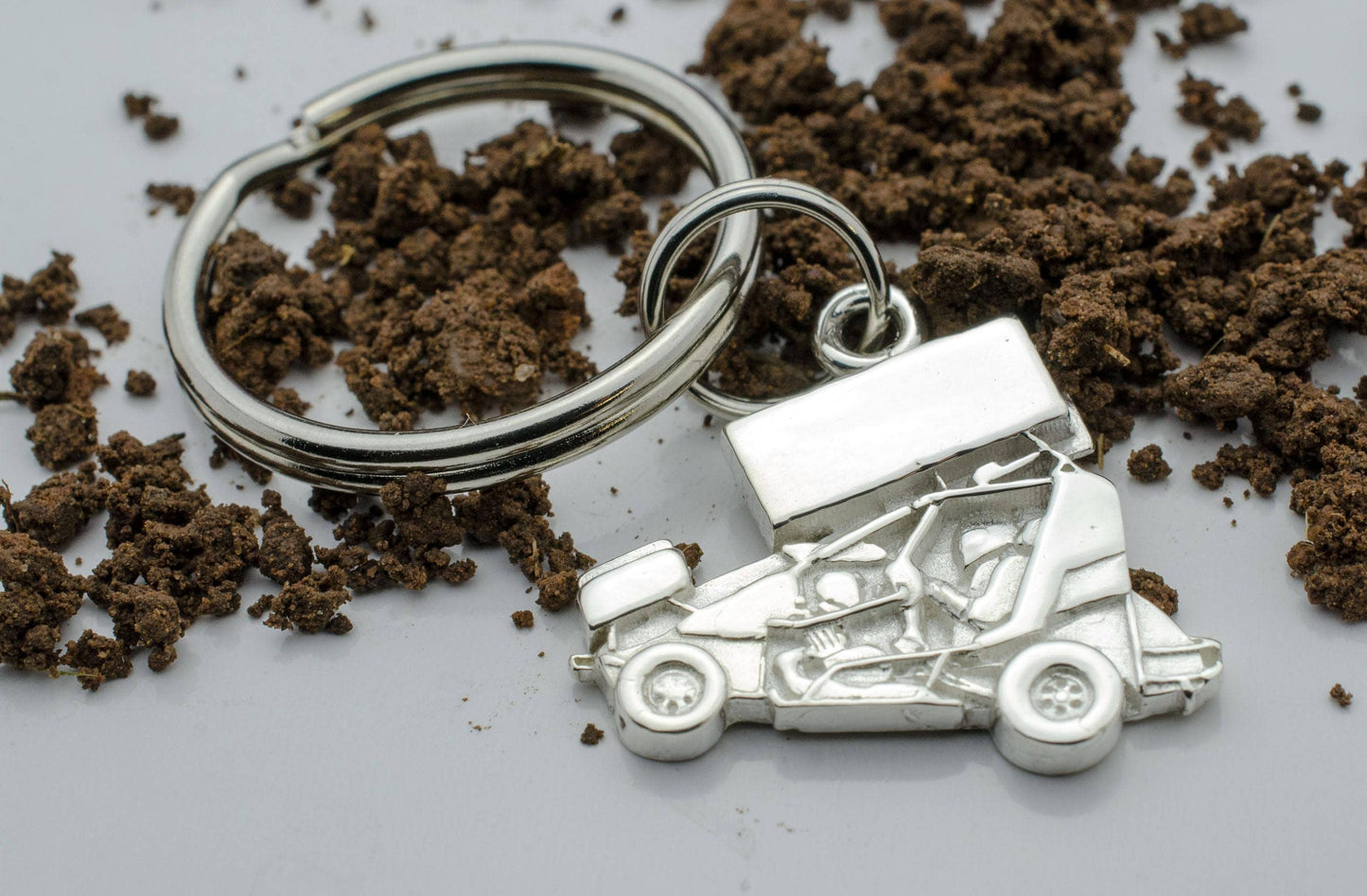 Mini / Micro Sprint Race Car in Sterling Silver, PENDANT or KEYCHAIN