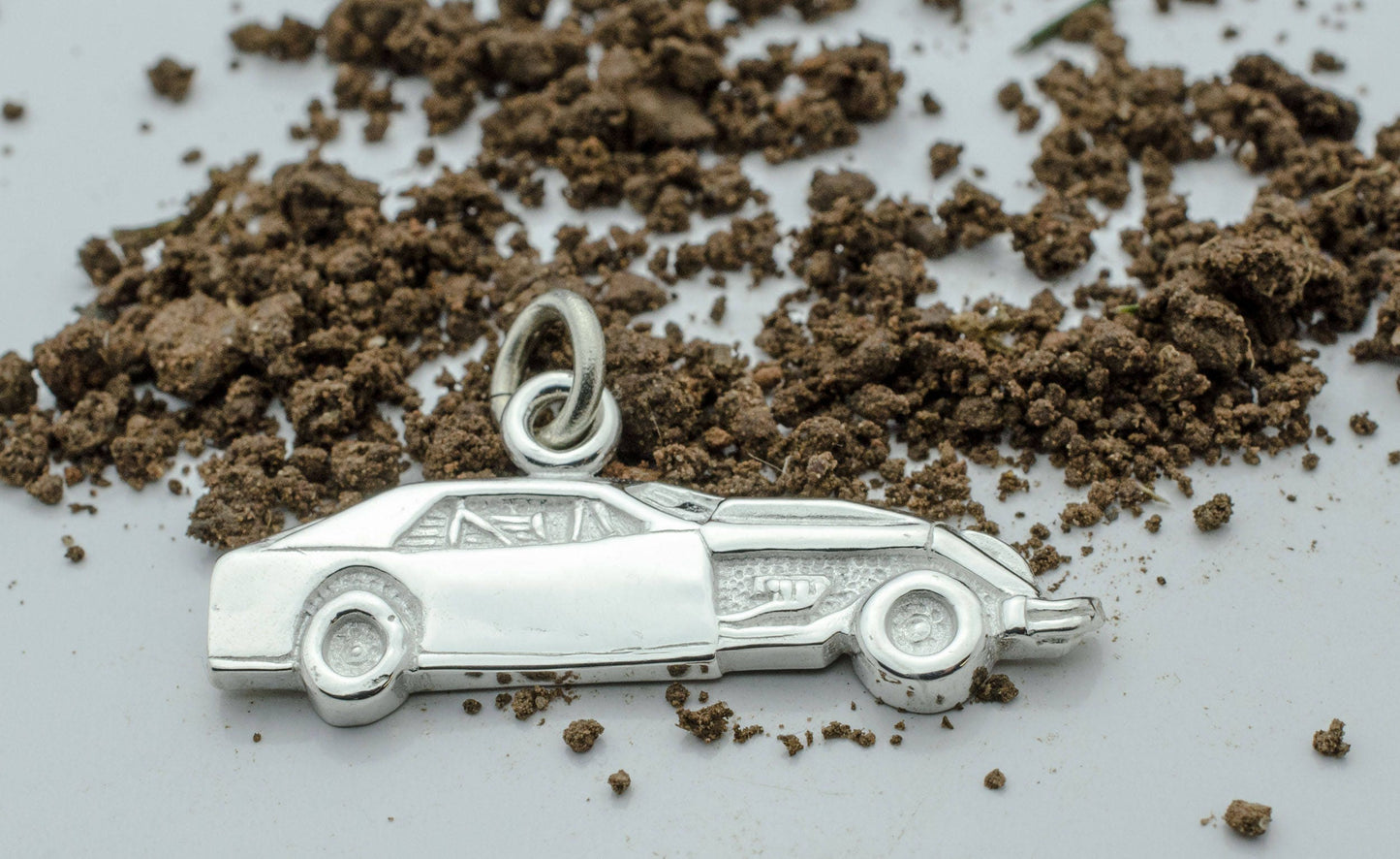 Modified Dirt Race Car in Sterling Silver, PENDANT or KEYCHAIN