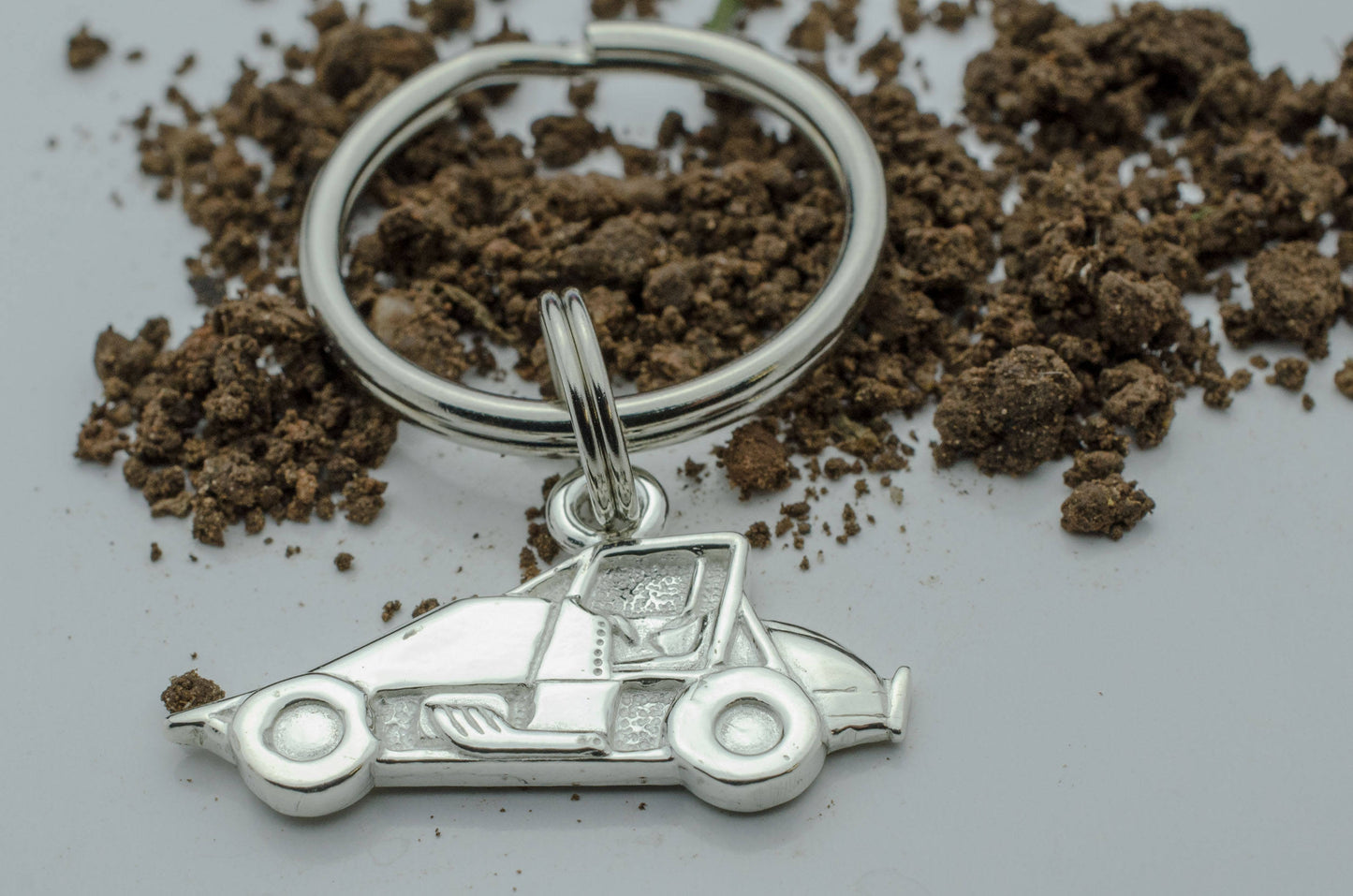 Non-Wing Sprint Race Car in Sterling Silver, PENDANT or KEYCHAIN