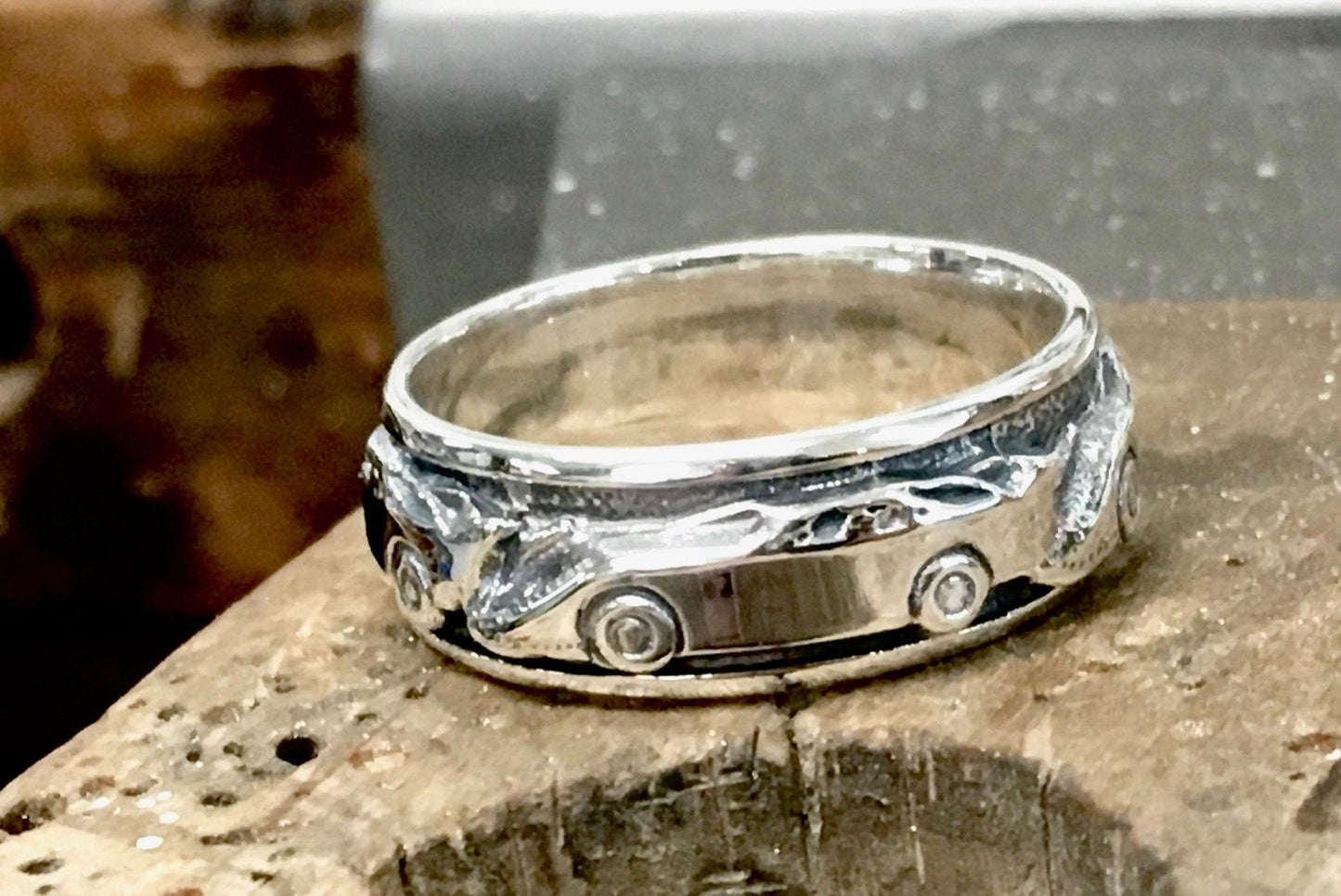 Late Model Dirt Race Car Sterling Silver Band