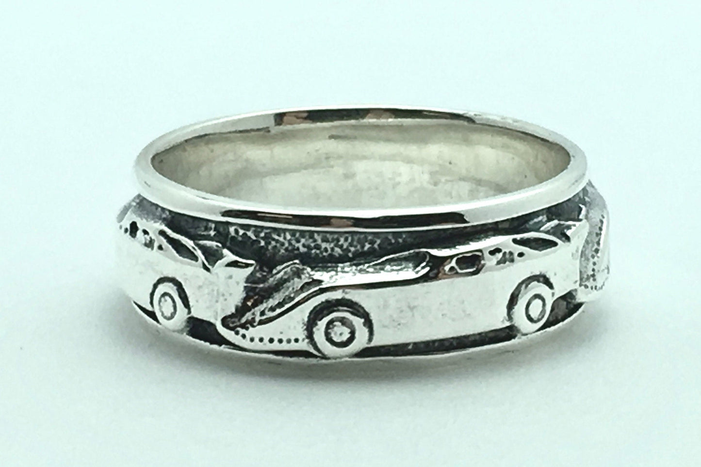 Late Model Dirt Race Car Sterling Silver Band