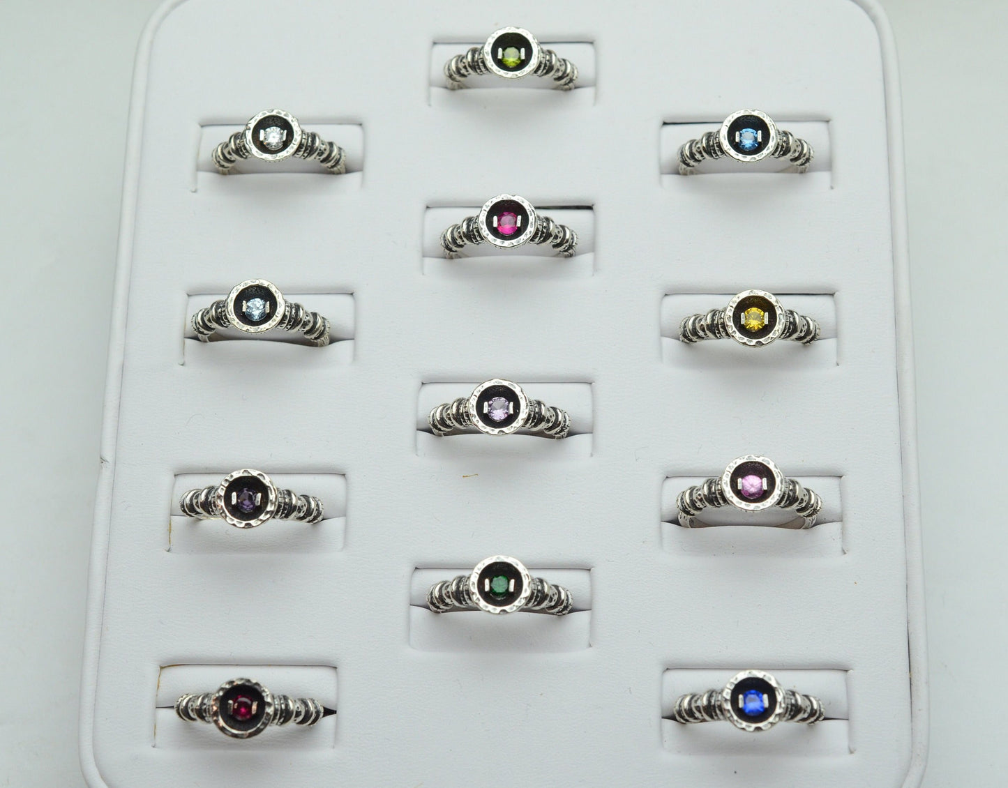 July to December Birthstone Ring in Sterling Silver