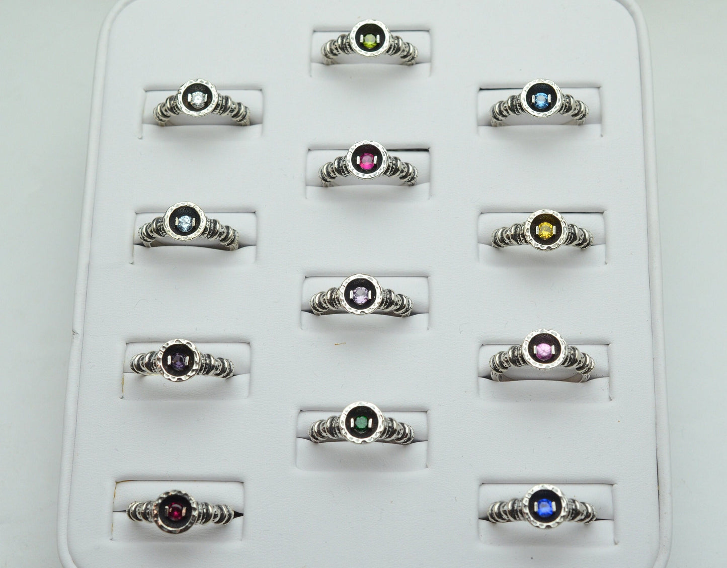 January to June Birthstone Rings in Sterling Silver