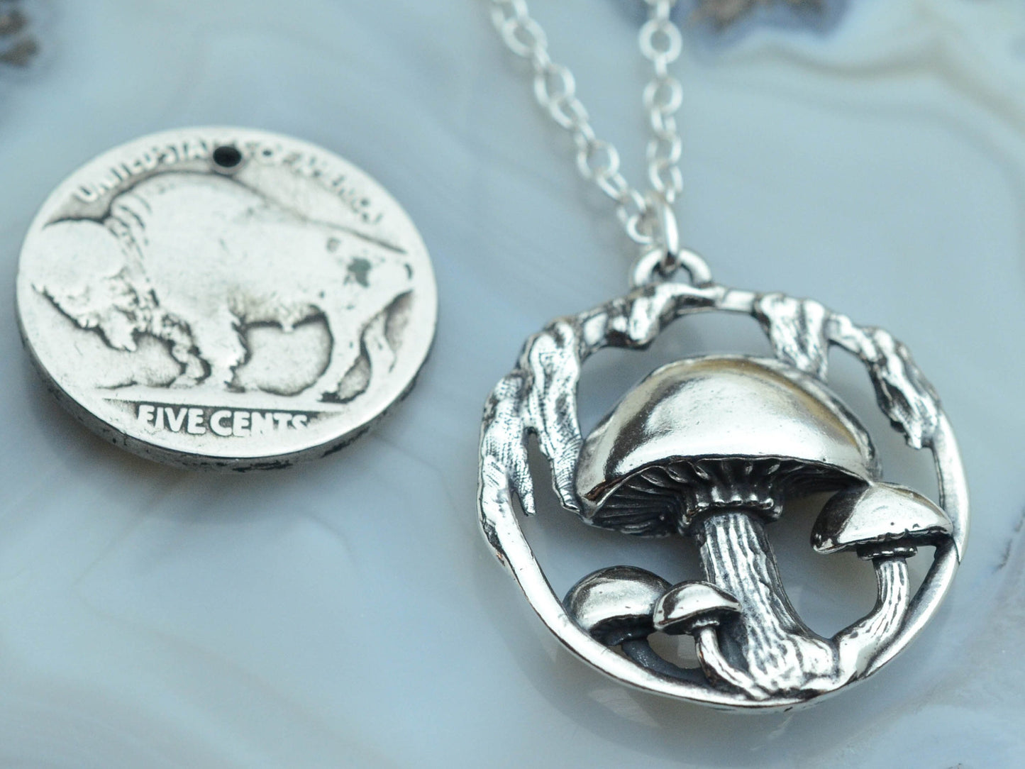 Mushroom Pendant in Sterling Silver – The Nature Line