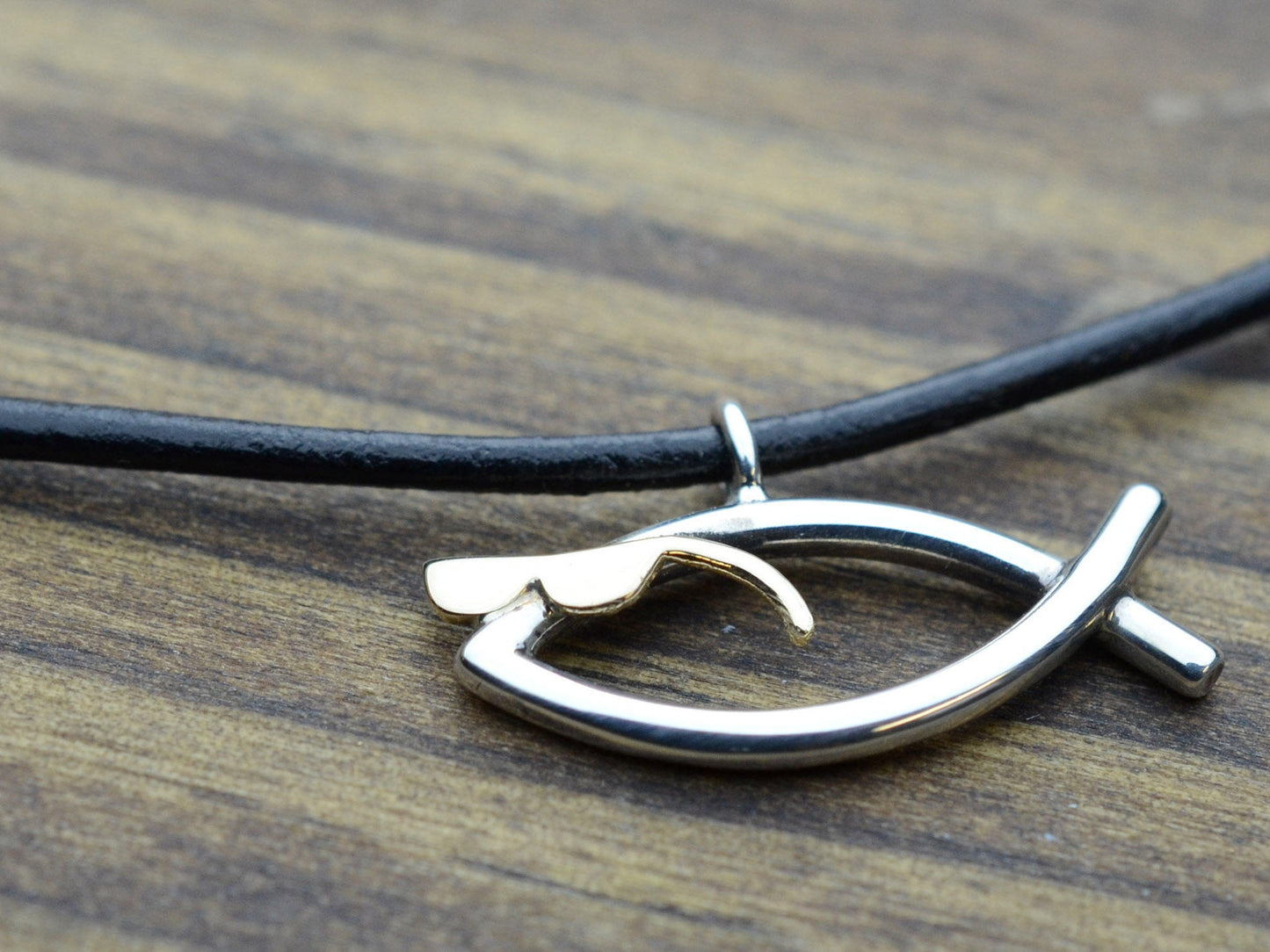 Jesus is Cool Ichthys Fish Pendant in Sterling Silver with 10K Gold Glasses – Identity Series