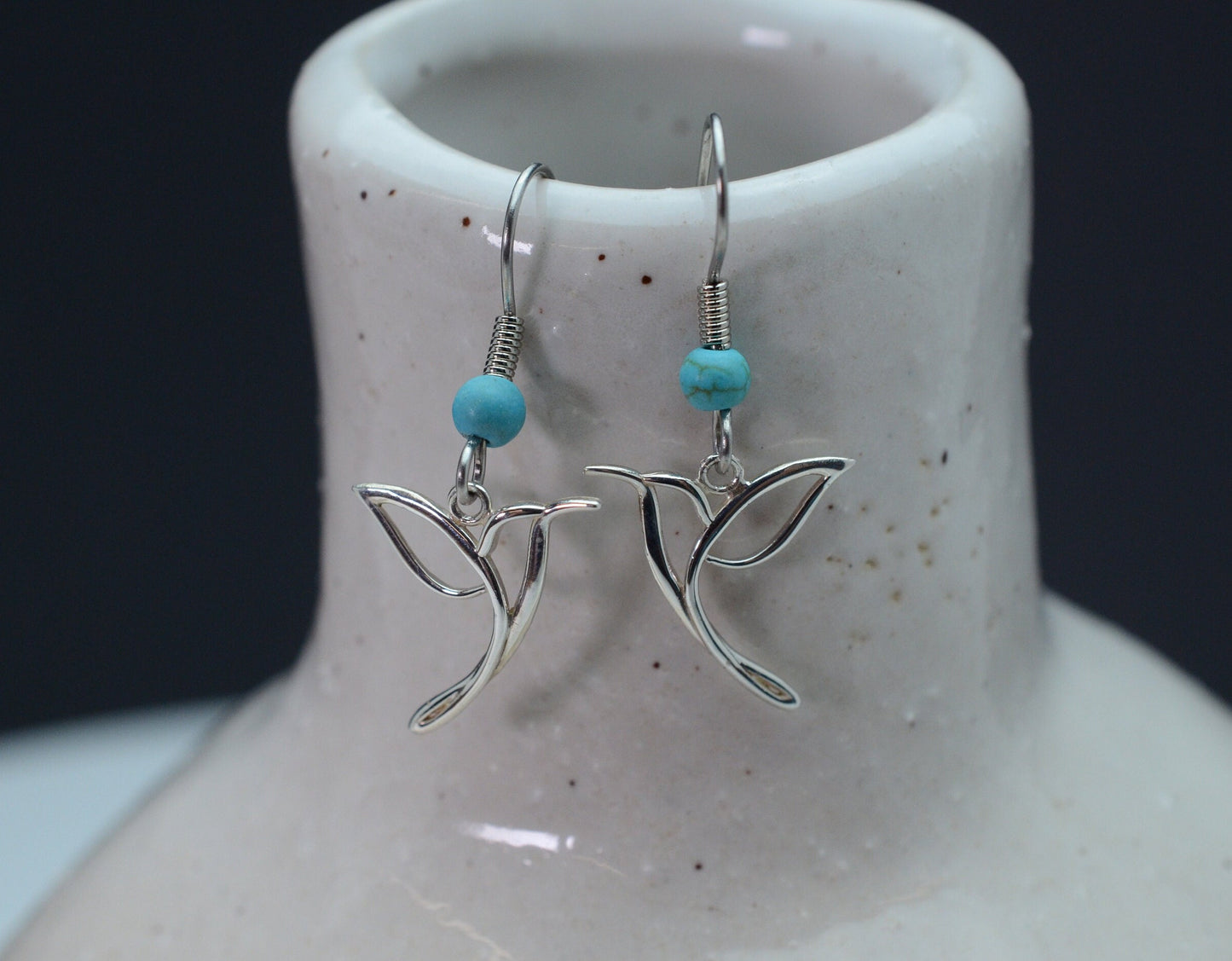 Hummingbird Earrings in Sterling Silver with Turquoise Accents – Lakota Legacy Line