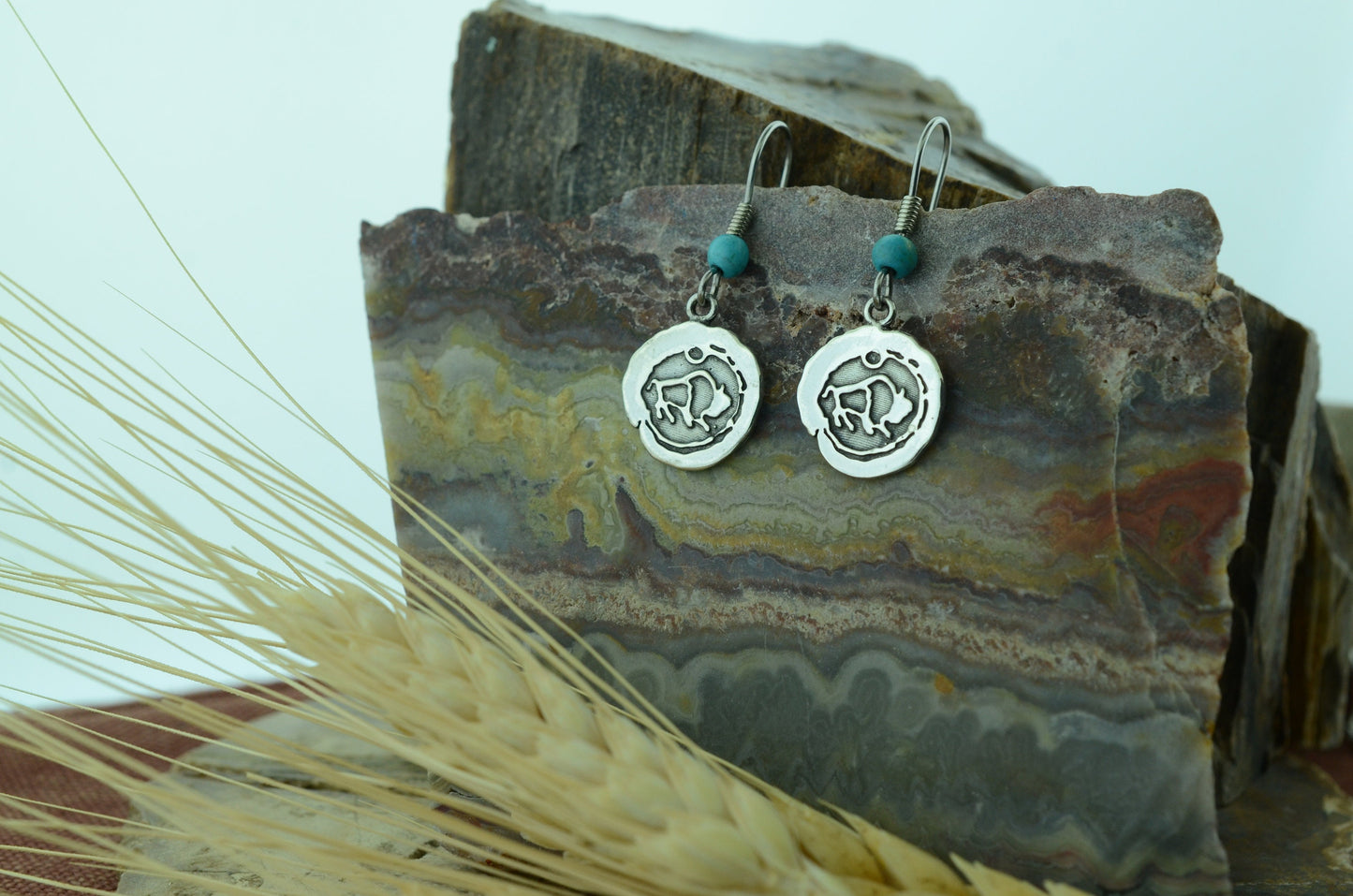 Impression Buffalo Medallion and Earrings Set in Sterling Silver – Lakota Legacy Line