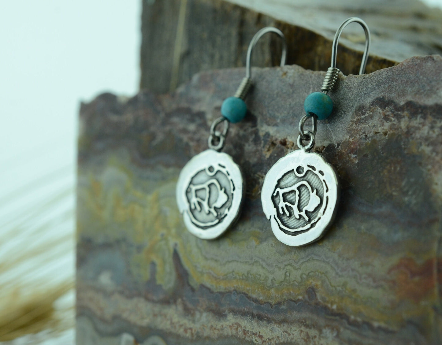 Impression Buffalo Pendant and Earrings Set in Sterling Silver – Lakota Legacy Line
