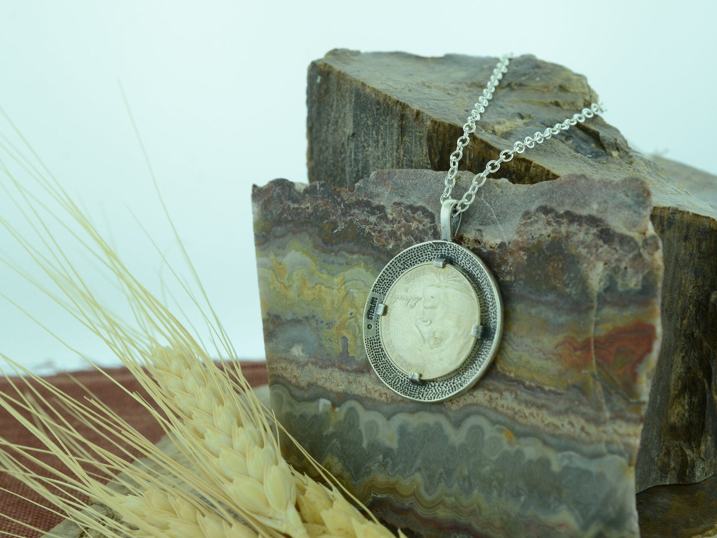 Black Hills Buffalo Nickel Pendant with Sterling Silver Border