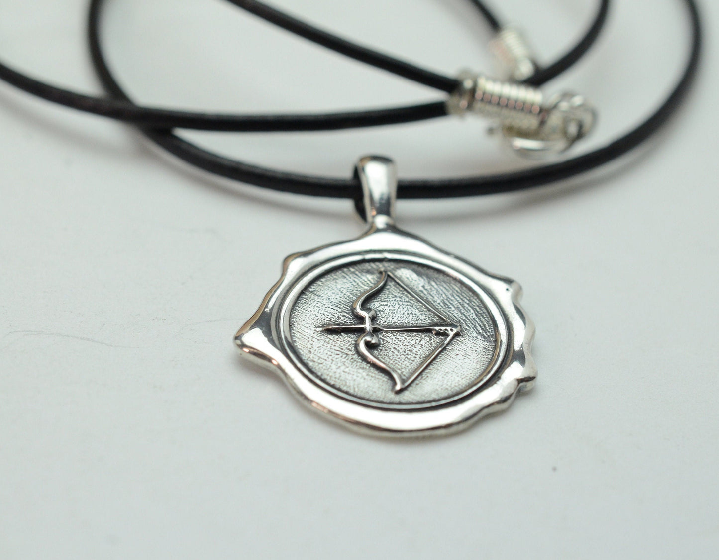 Men's Bow and Arrow Pendant in Sterling Silver with Leather Cord – Lakota Legacy Line