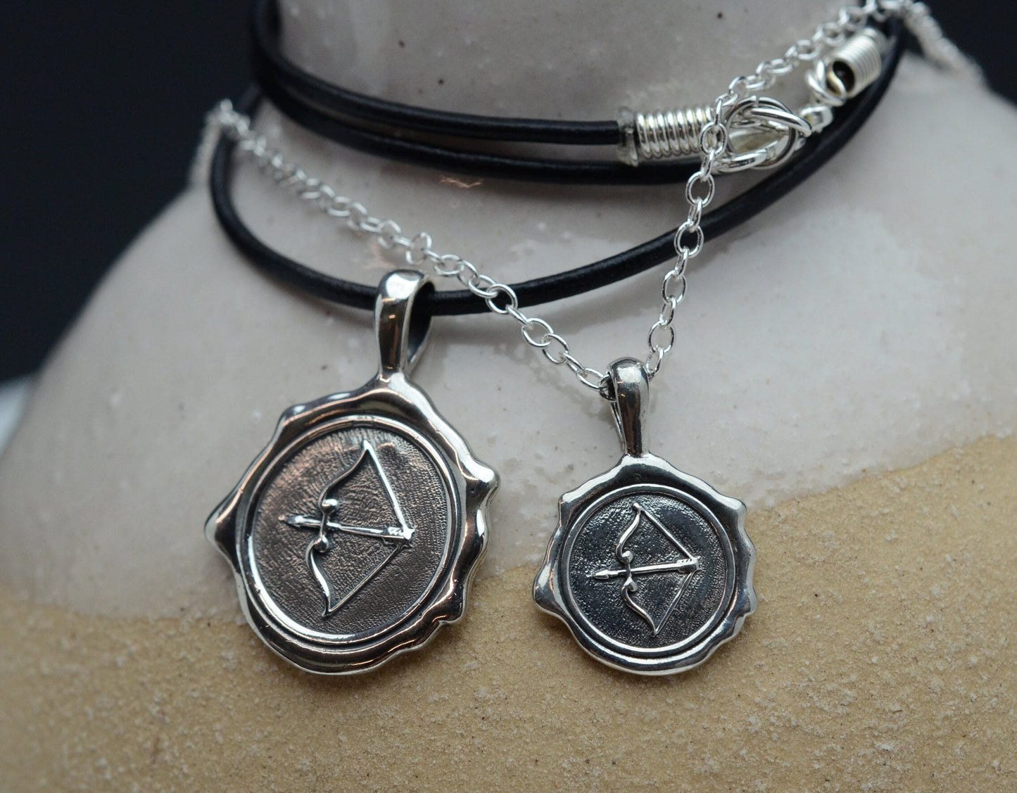 Men & Women's Bow and Arrow Pendant in Sterling Silver Set – Lakota Legacy Line