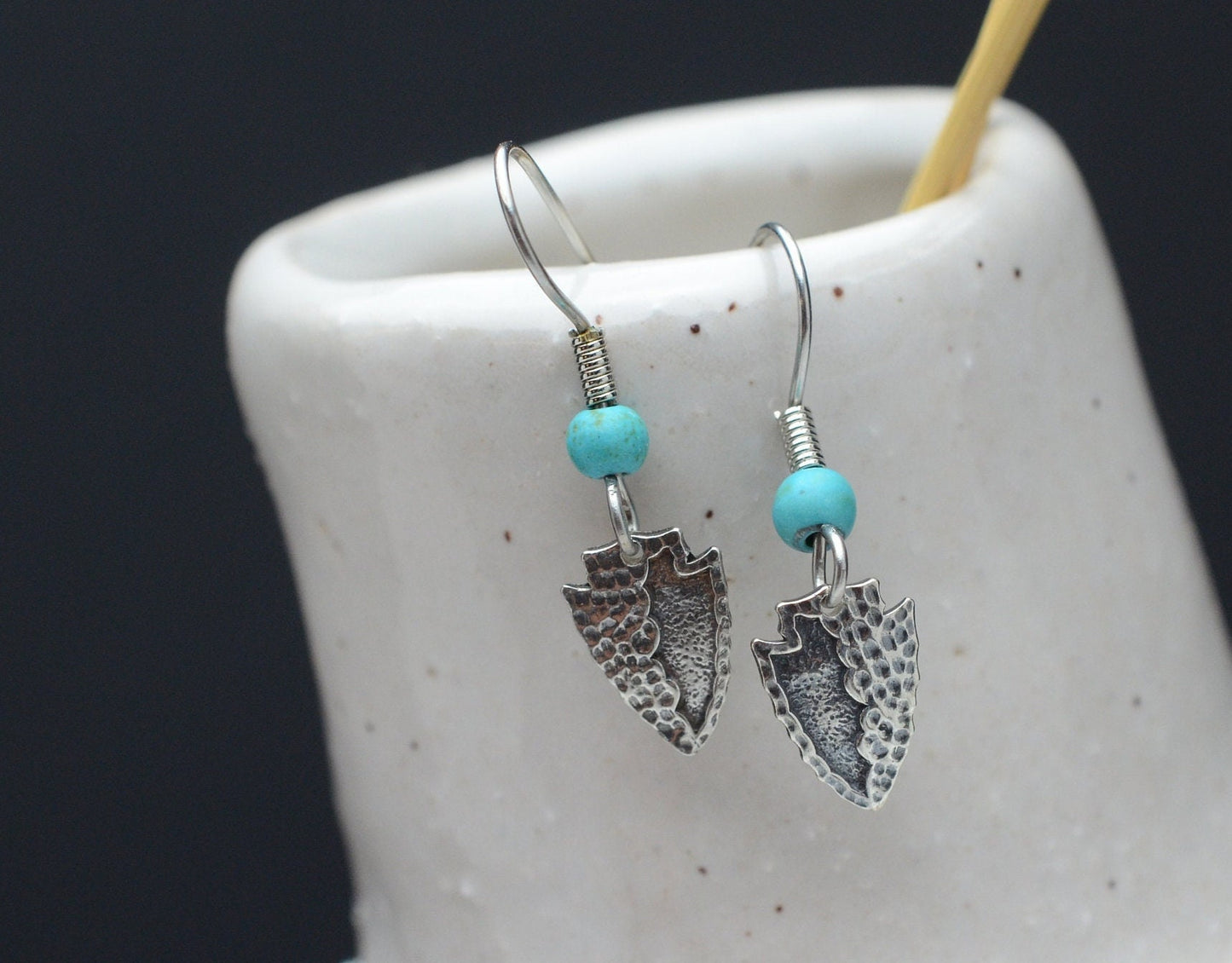 Arrowhead Earrings in Sterling Silver Earrings with Turquoise Accents – Lakota Legacy Line
