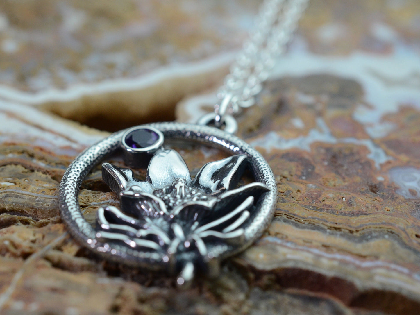 Pasque Flower Necklace in Sterling Silver with Genuine Amethyst – The Nature Line