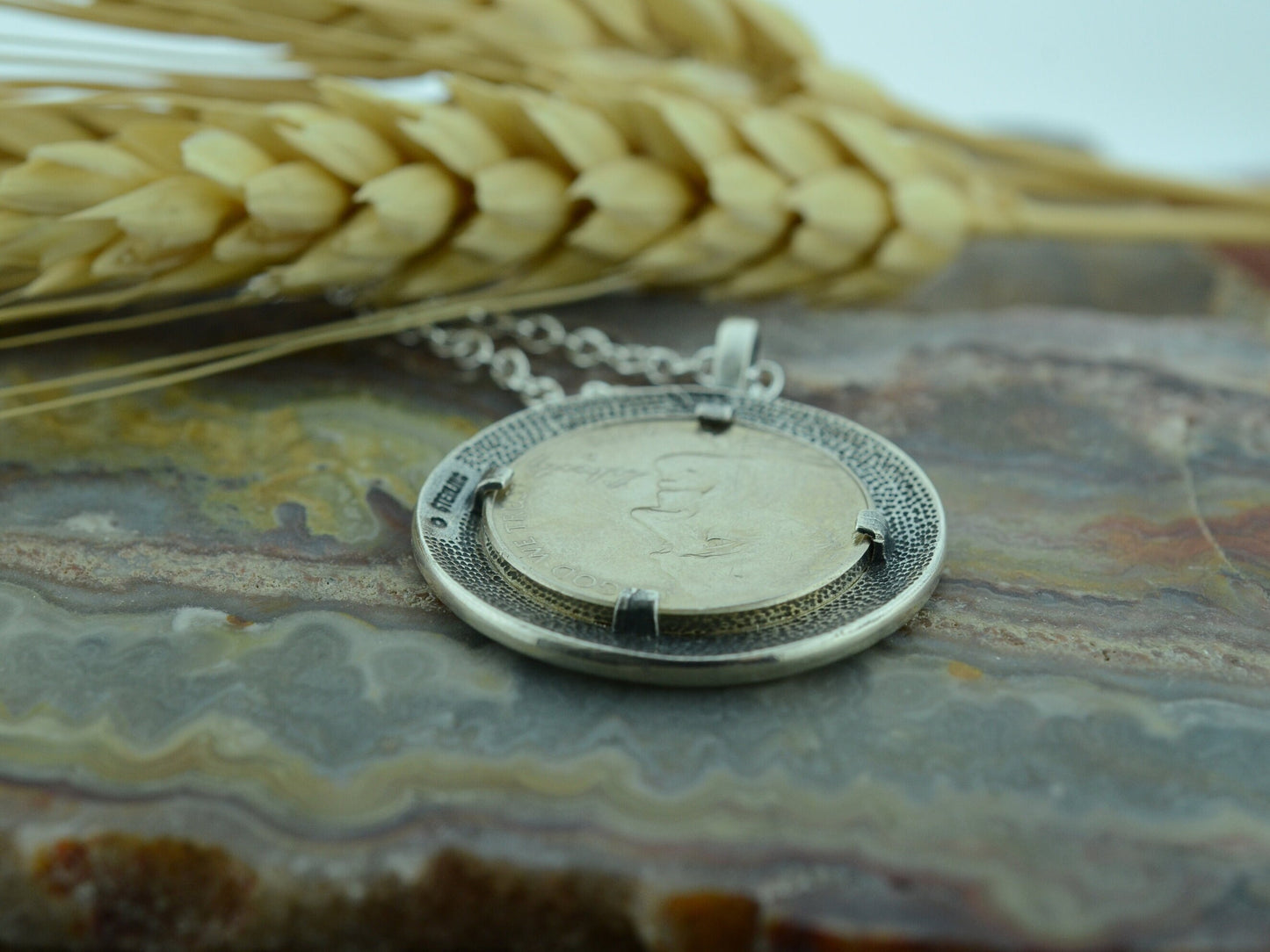 Black Hills Buffalo Nickel Pendant with Sterling Silver Border