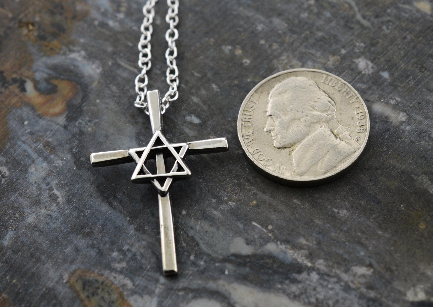 Star of David Cross Sterling Silver Pendant – Identity Series