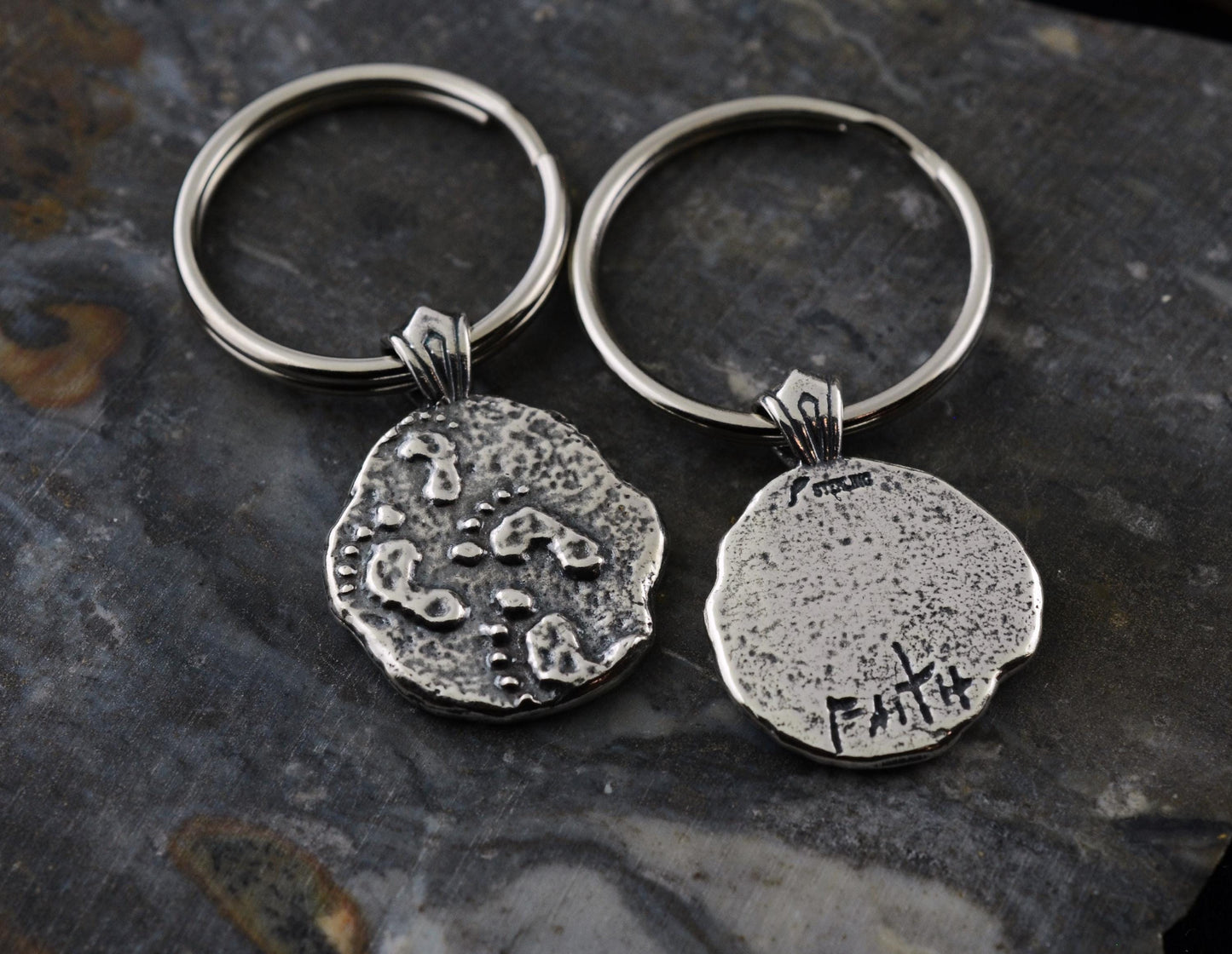 Footprints Sterling Silver Pendant or Keychain – Ancient Faith Collection