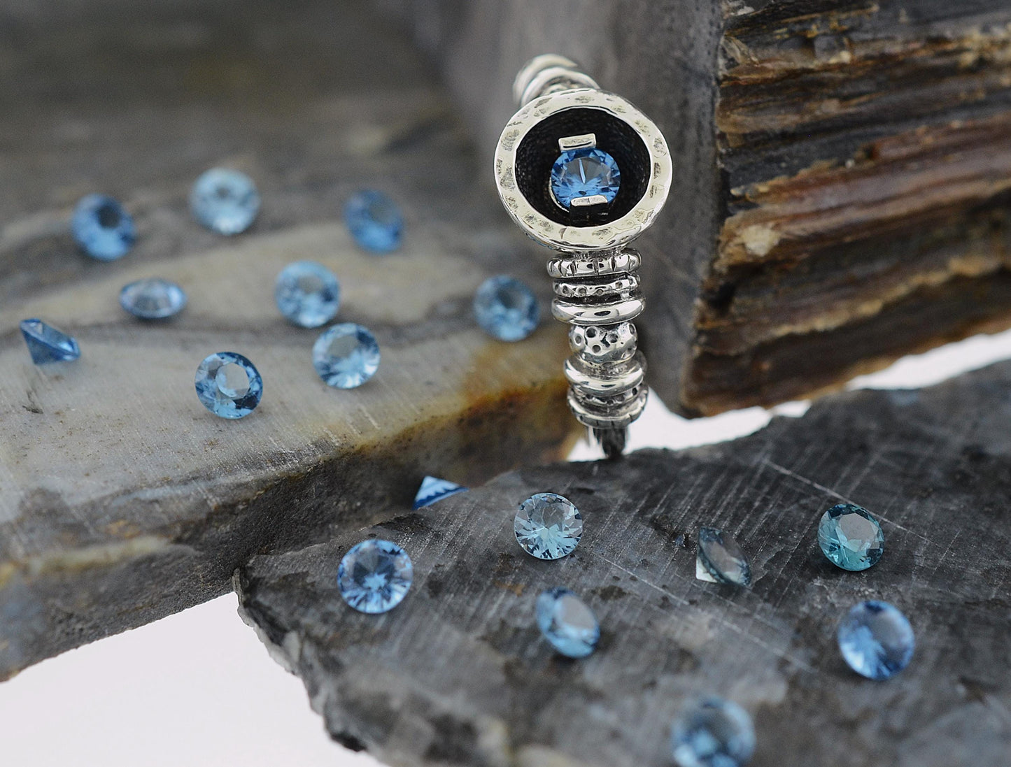 July to December Birthstone Ring in Sterling Silver