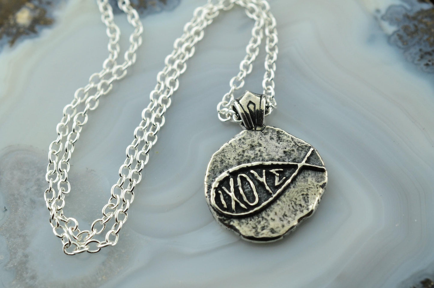 IXOYE Ichthys Sterling Silver Pendant or Keychain – Ancient Faith Collection