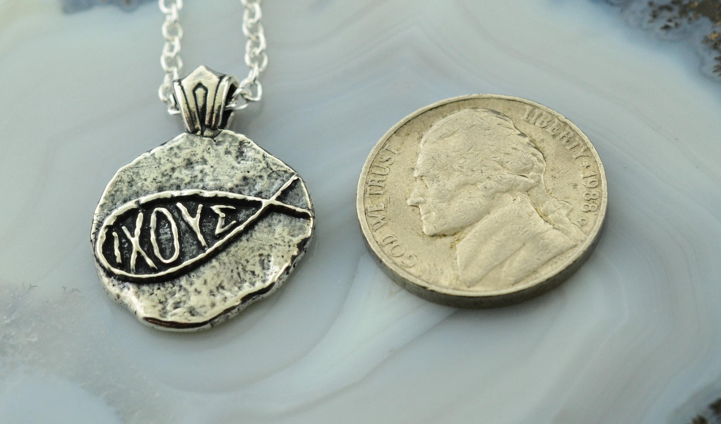 IXOYE Ichthys Sterling Silver Pendant or Keychain – Ancient Faith Collection