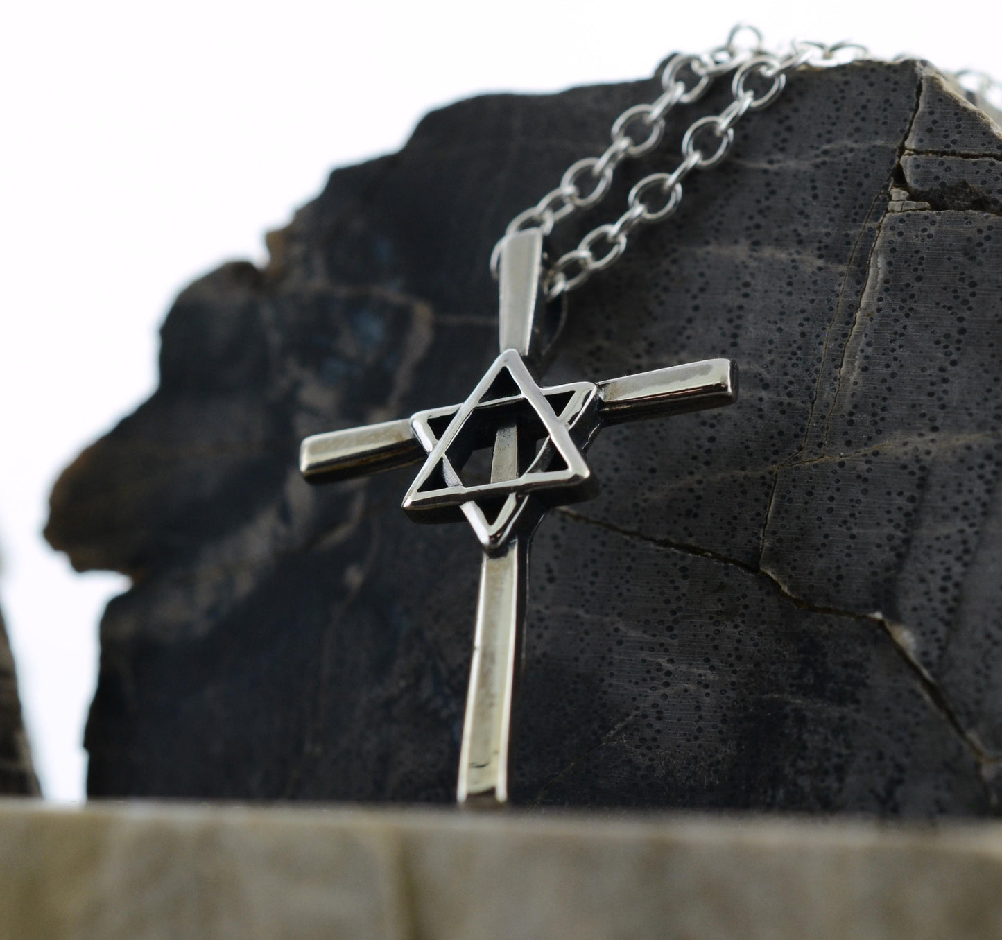 Star of David Cross Sterling Silver Pendant – Identity Series