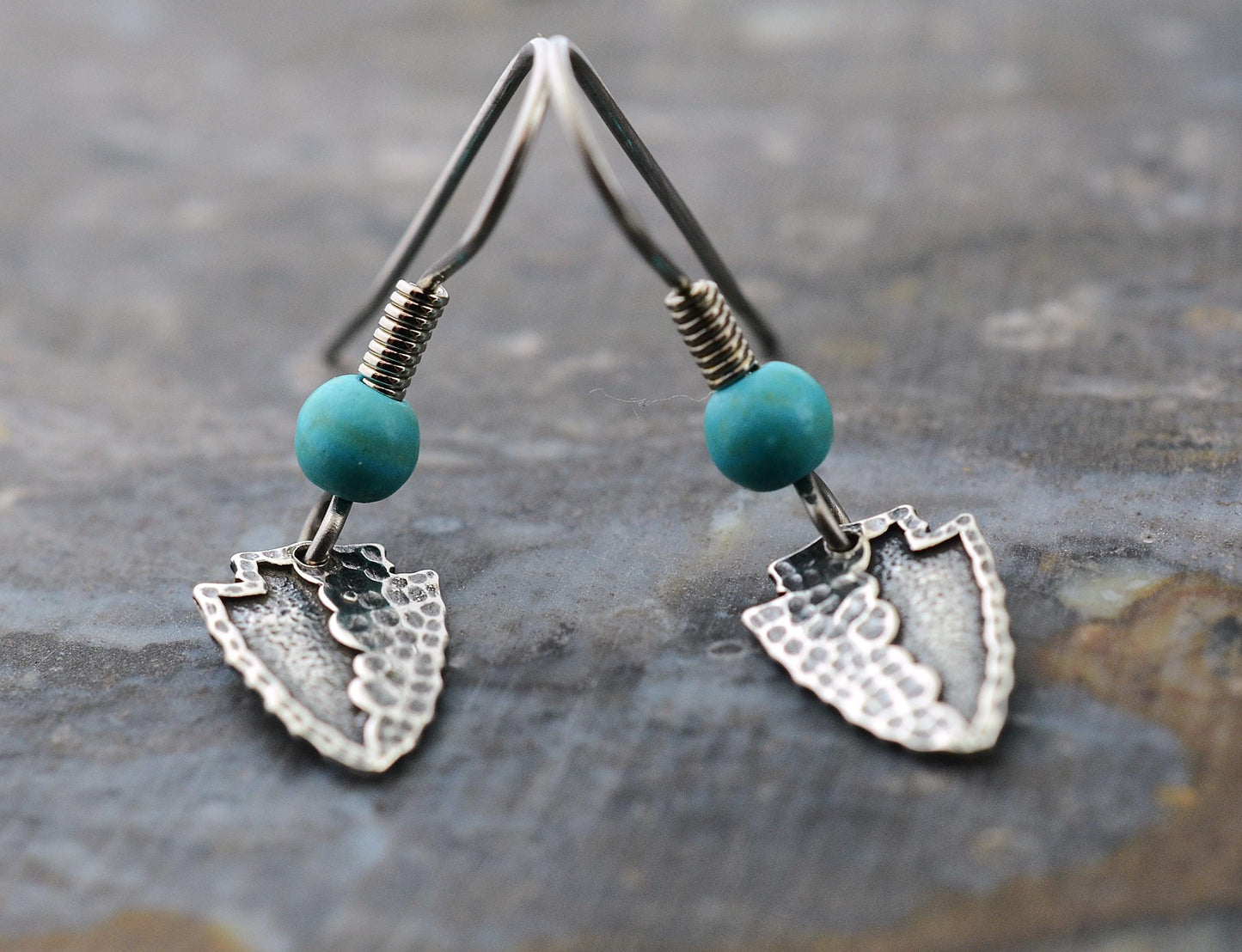 Arrowhead Earrings in Sterling Silver Earrings with Turquoise Accents – Lakota Legacy Line