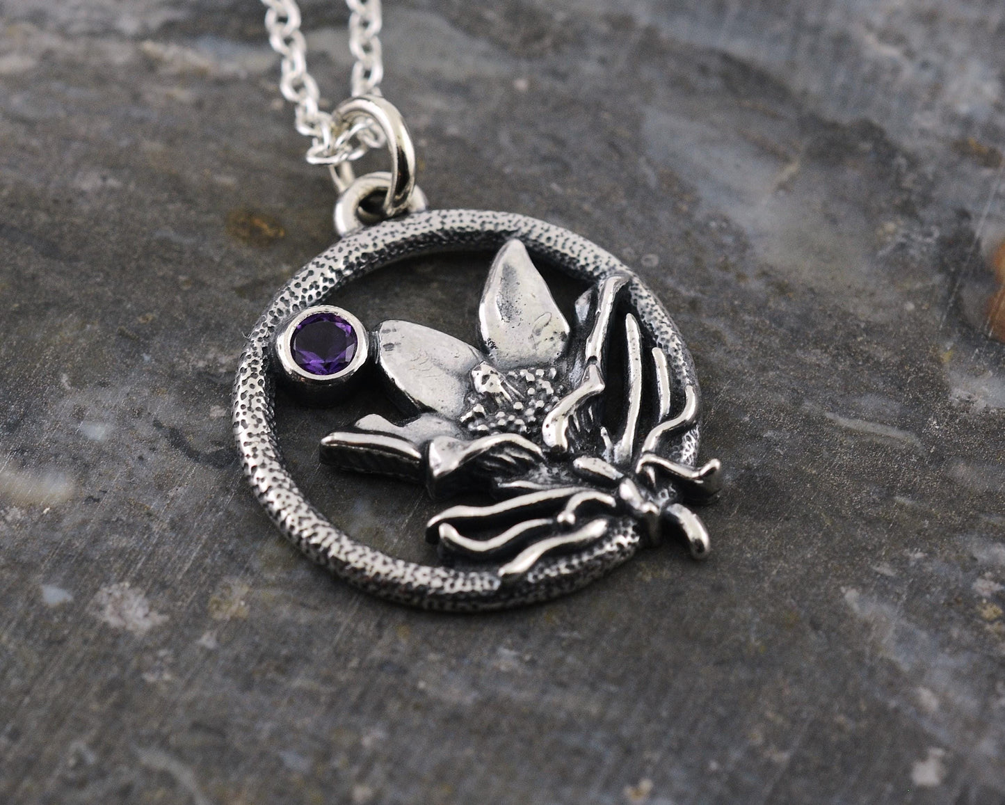 Pasque Flower Necklace in Sterling Silver with Genuine Amethyst – The Nature Line