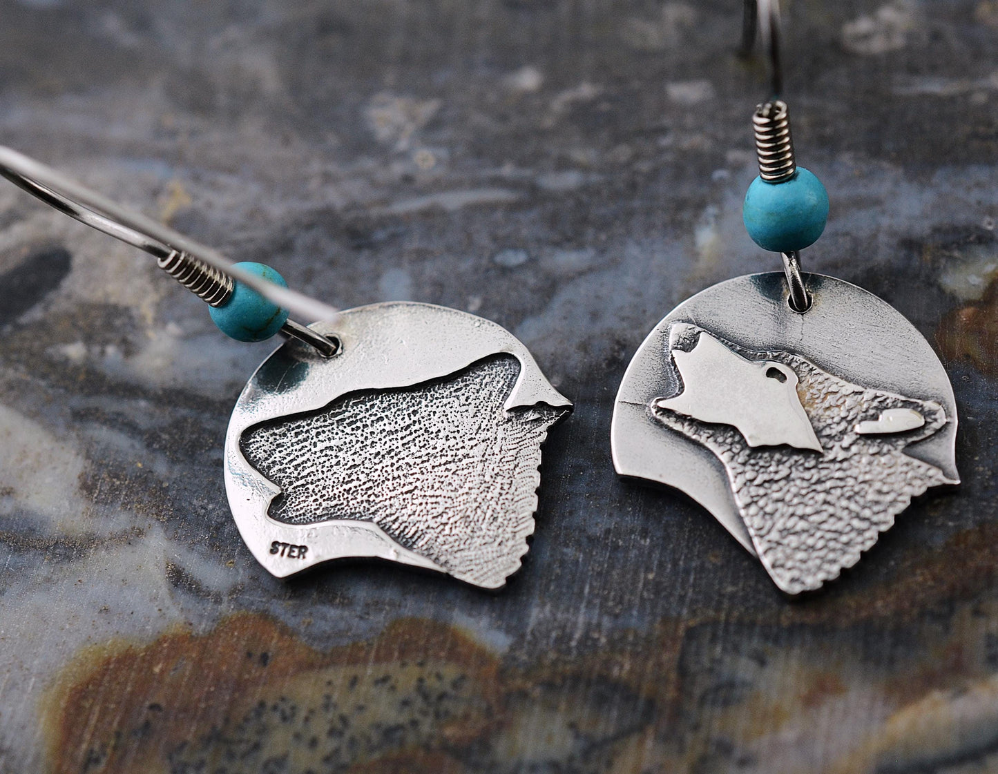 Wolf Half Moon Earrings in Sterling Silver – Lakota Legacy Line