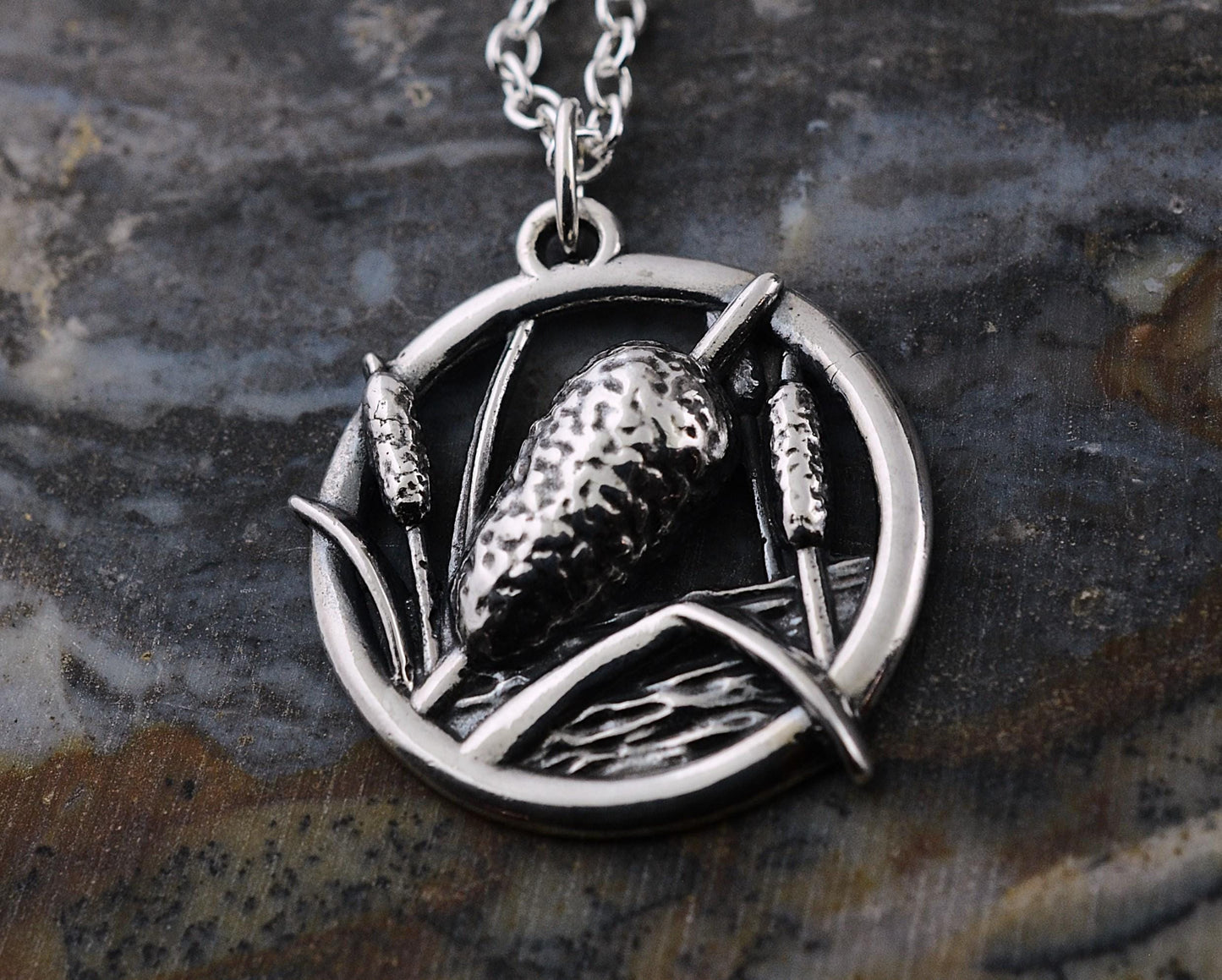 Cattail Pendant in Sterling Silver – The Nature Series