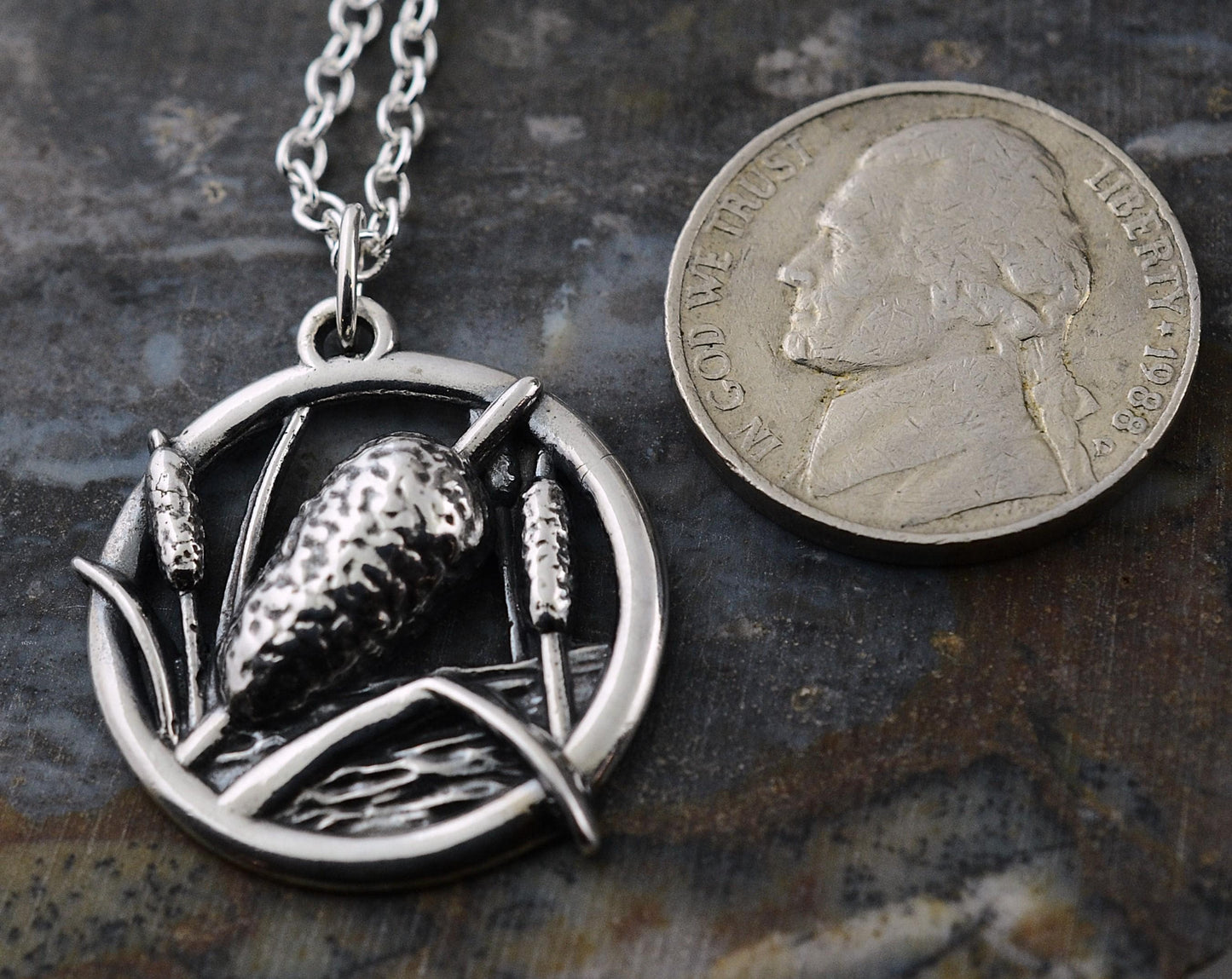 Cattail Pendant in Sterling Silver – The Nature Series