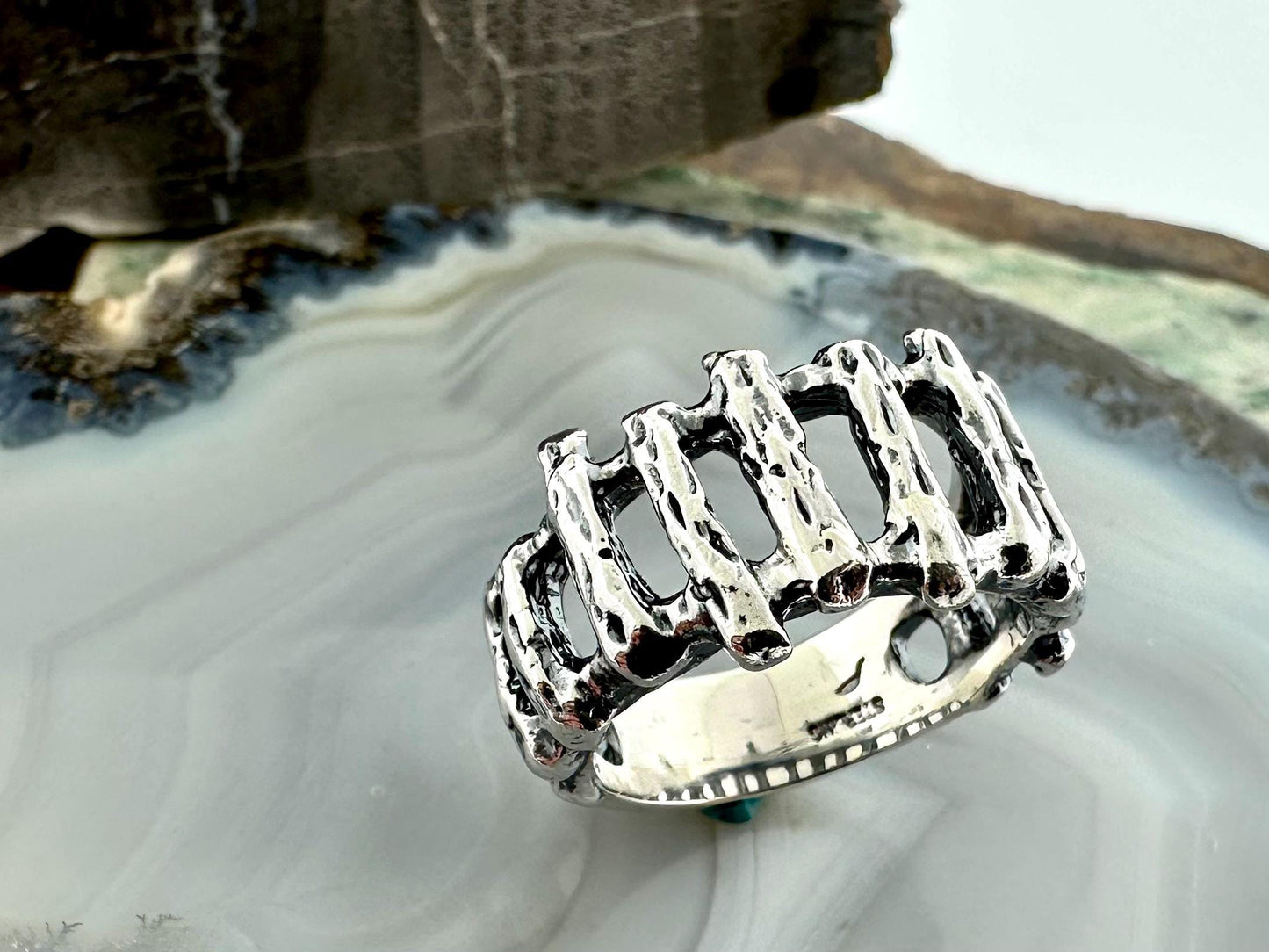 Abstract Stick Design Ring Jewelry Sterling Silver Unique Gift