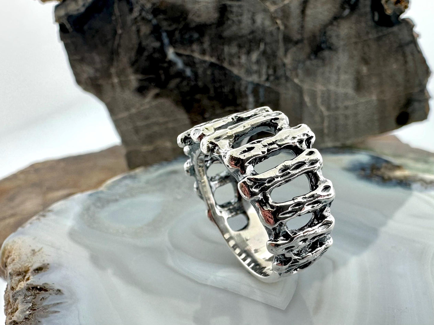 Abstract Stick Design Ring Jewelry Sterling Silver Unique Gift