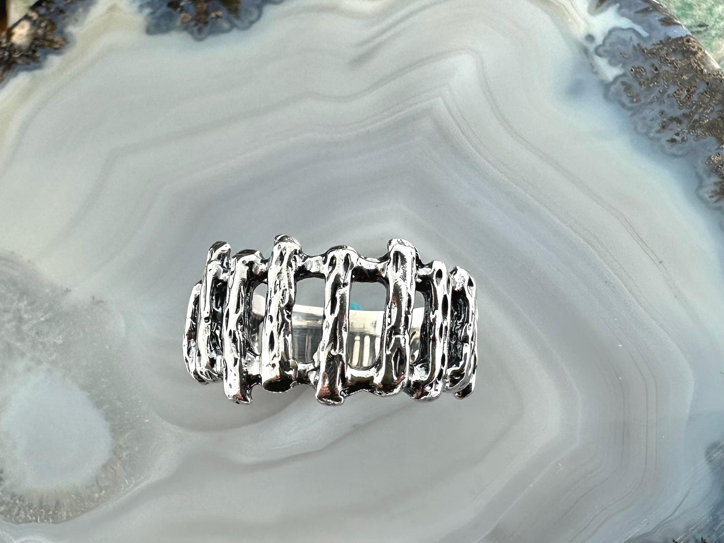 Abstract Stick Design Ring Jewelry Sterling Silver Unique Gift