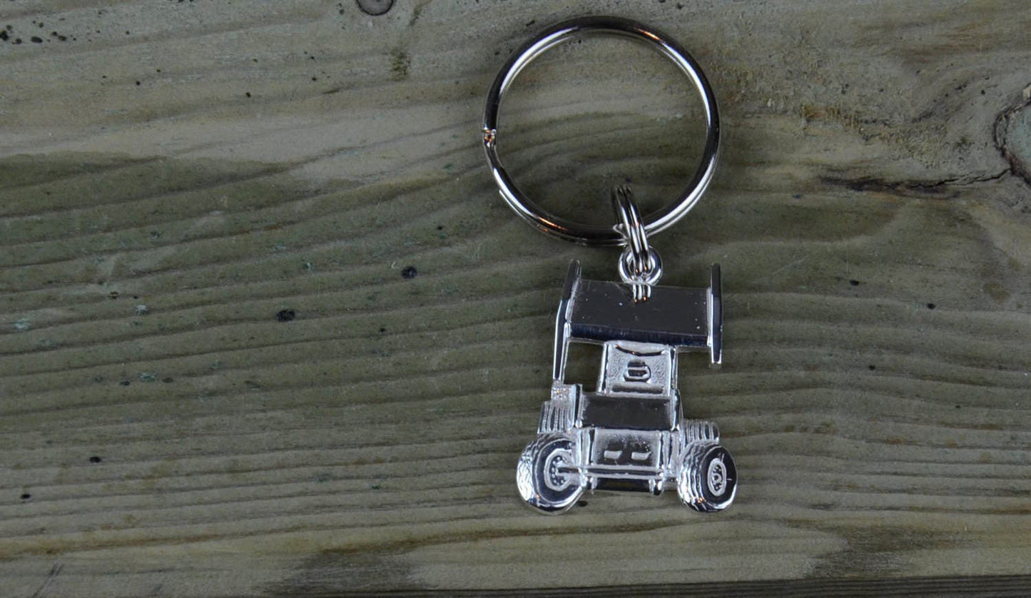 Sprint Race Car in Sterling Silver, PENDANT or KEYCHAIN
