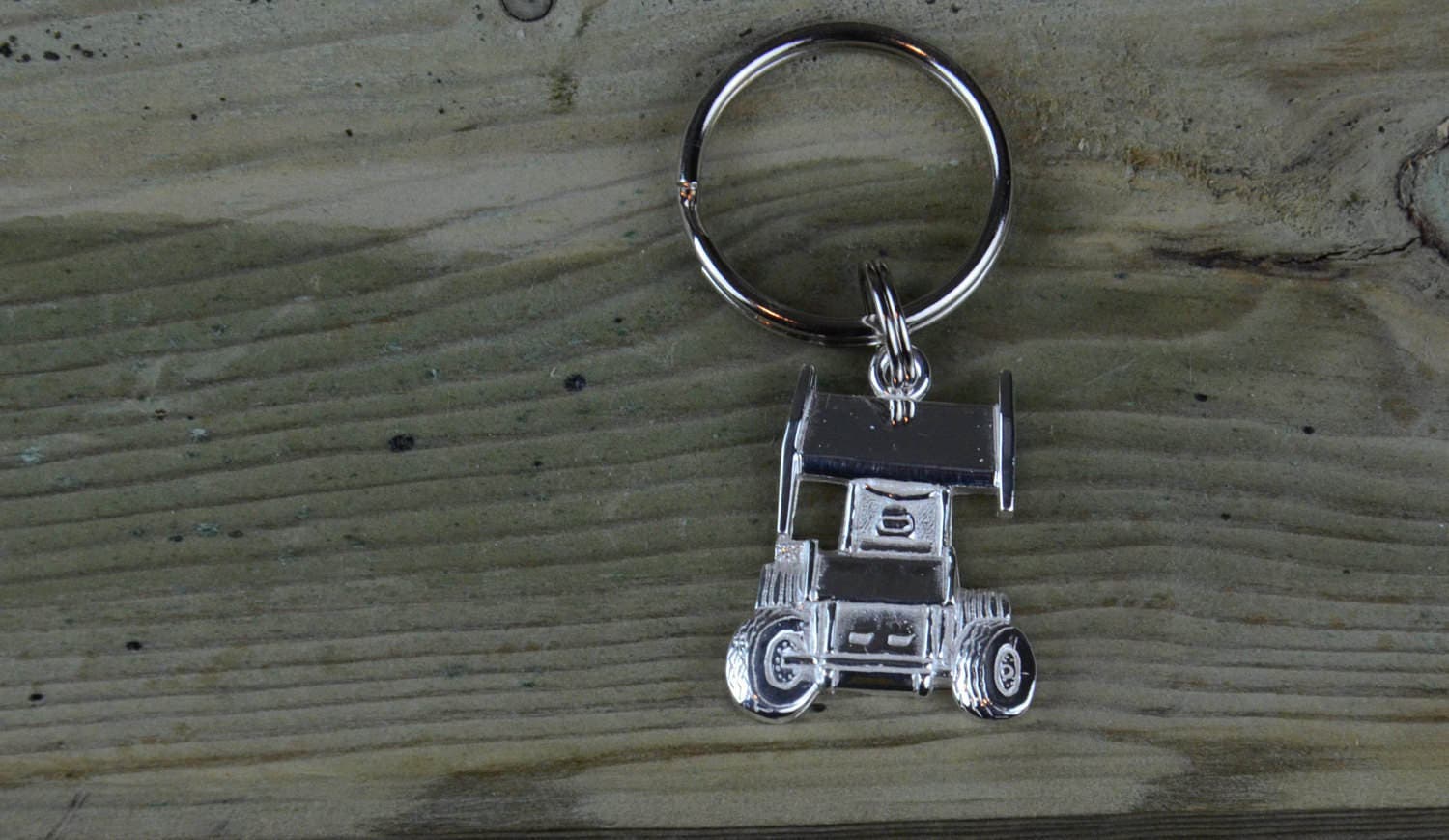 Sprint Race Car in Sterling Silver, PENDANT or KEYCHAIN