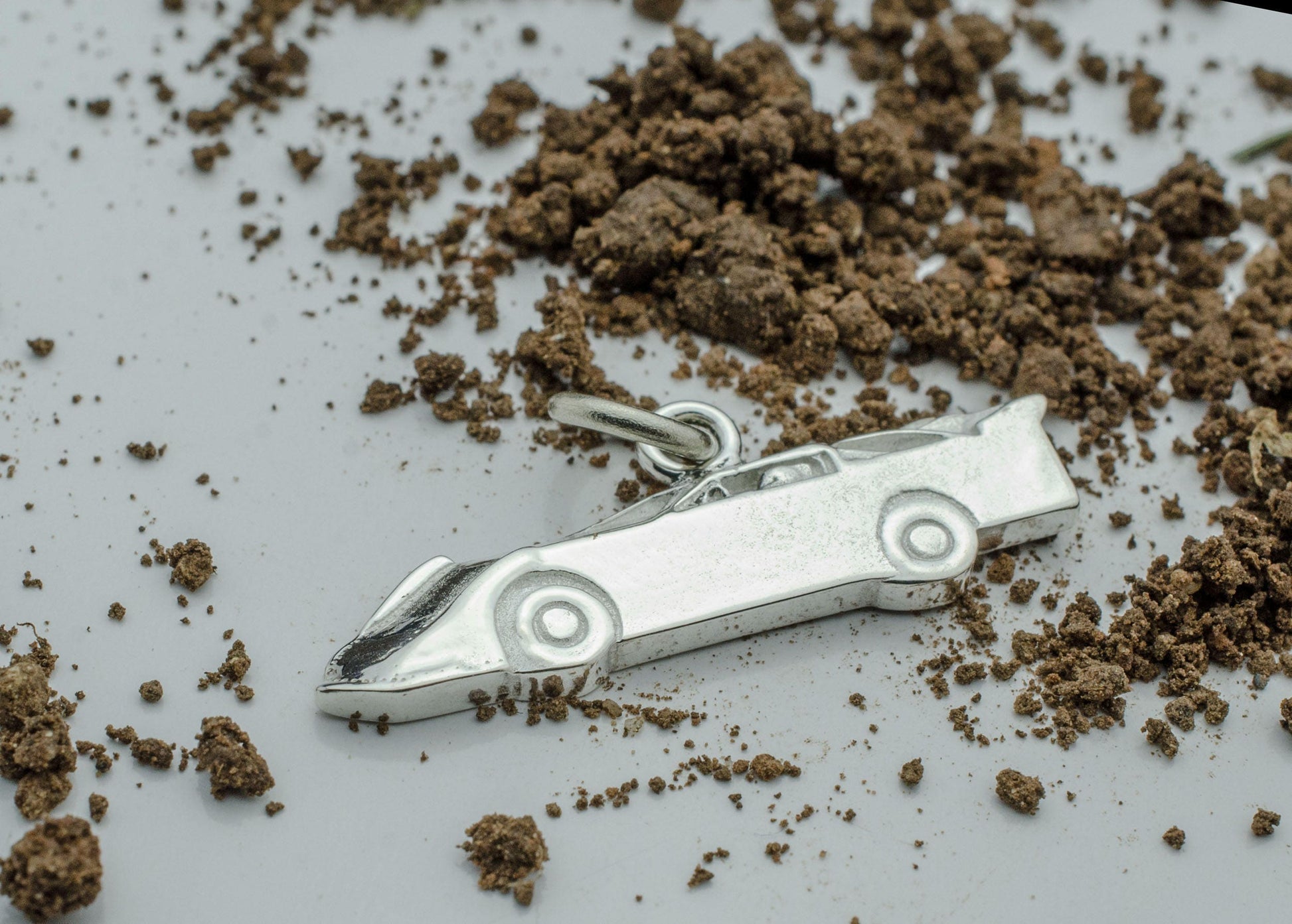 Late Model Dirt Race Car in Sterling Silver, PENDANT or KEYCHAIN