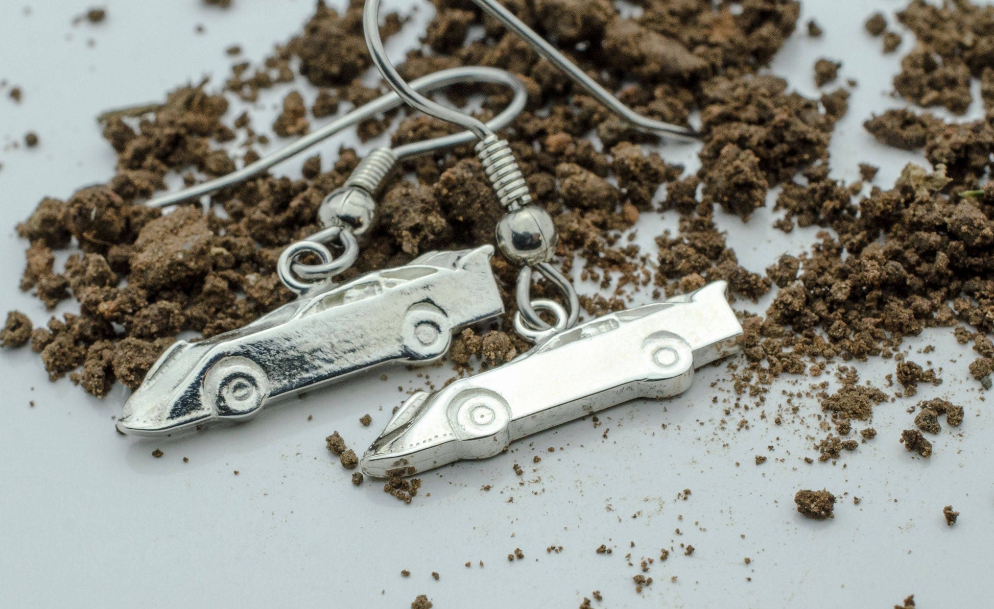Late Model Dirt Race Car EARRINGS in Sterling Silver
