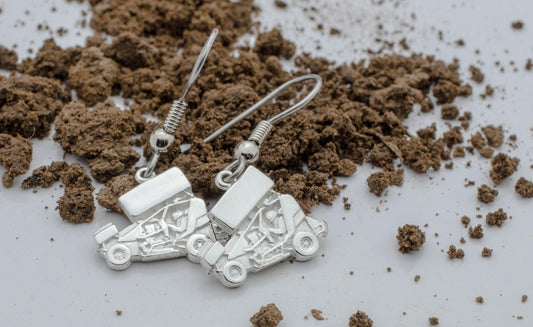 Mini / Micro Sprint Race Car in Sterling Silver, EARRINGS