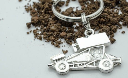 Sprint Race Car in Sterling Silver, PENDANT or KEYCHAIN