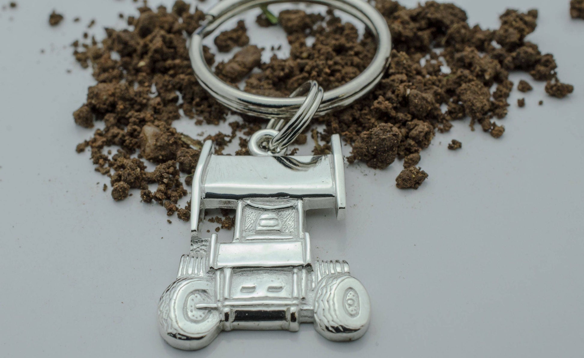 Sprint Race Car in Sterling Silver, PENDANT or KEYCHAIN