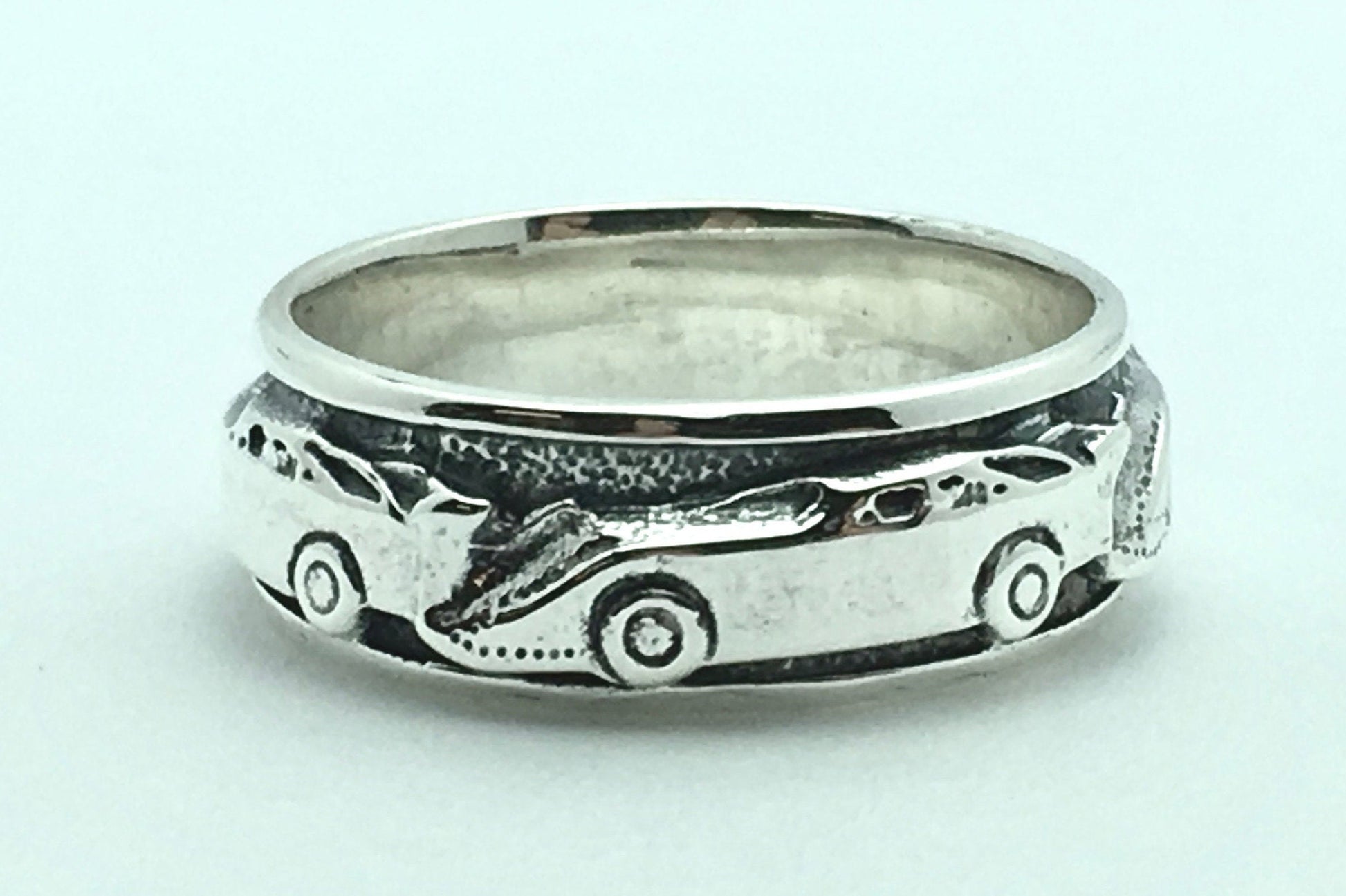 Late Model Dirt Race Car Sterling Silver Band