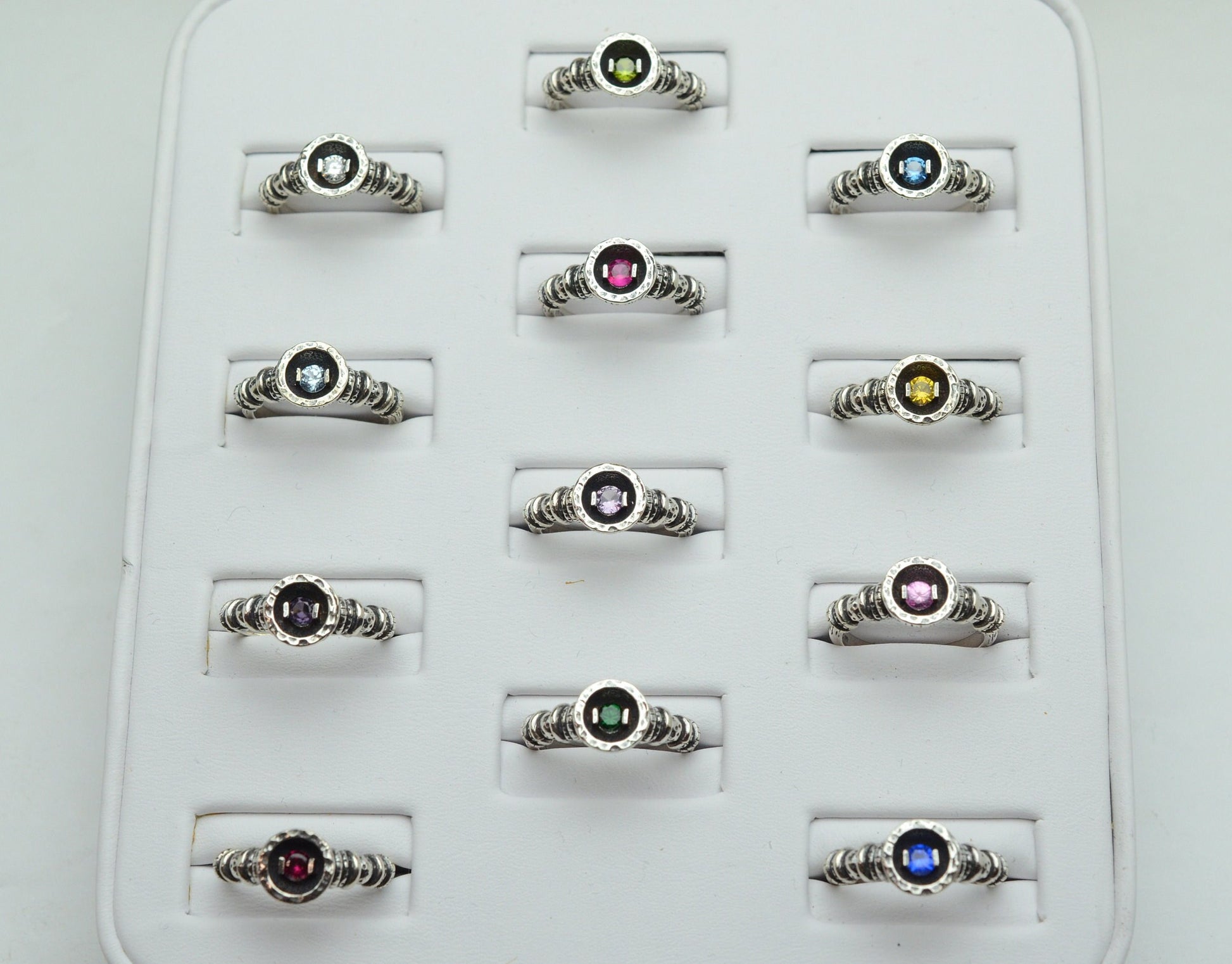 July to December Birthstone Ring in Sterling Silver