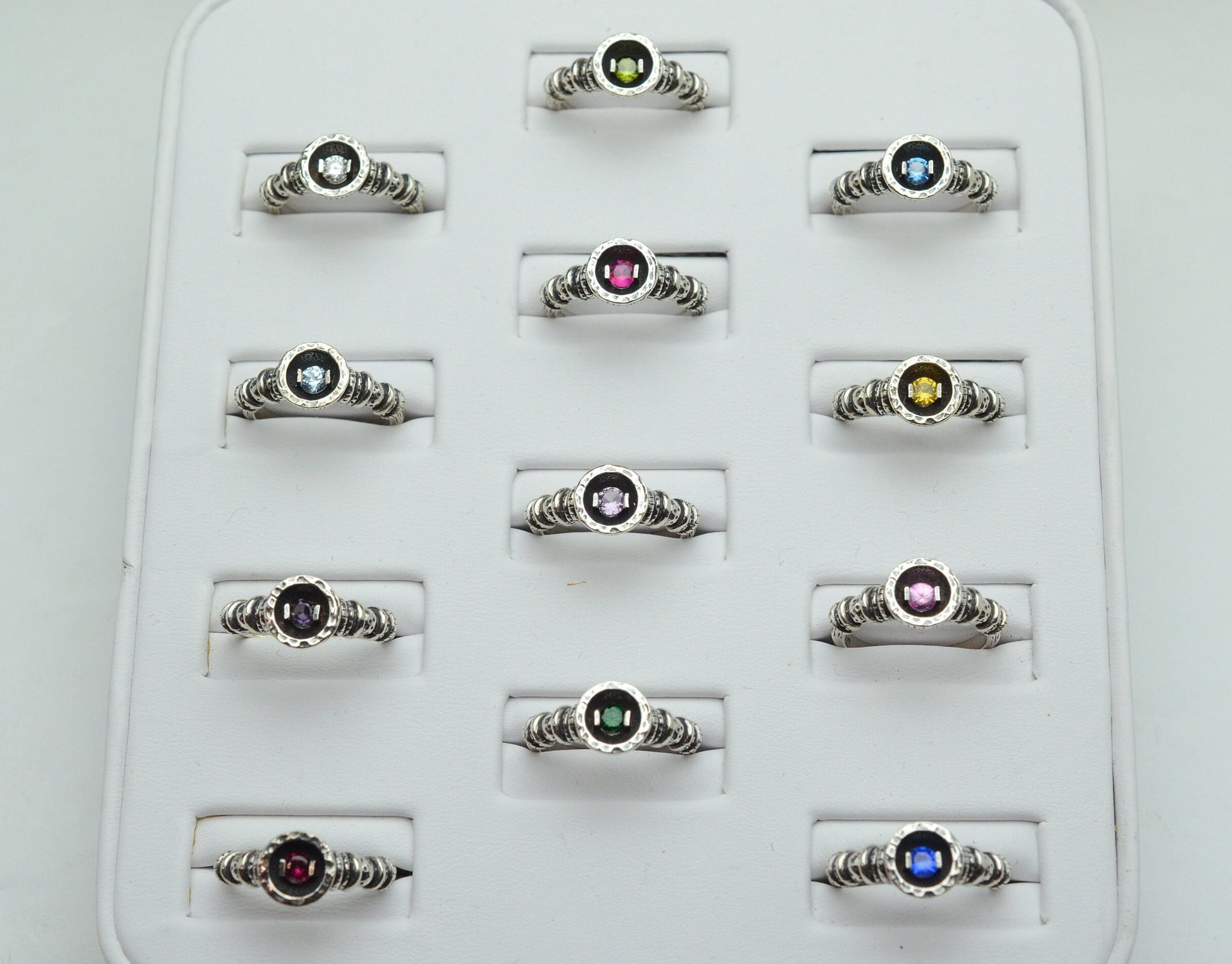 January to June Birthstone Rings in Sterling Silver