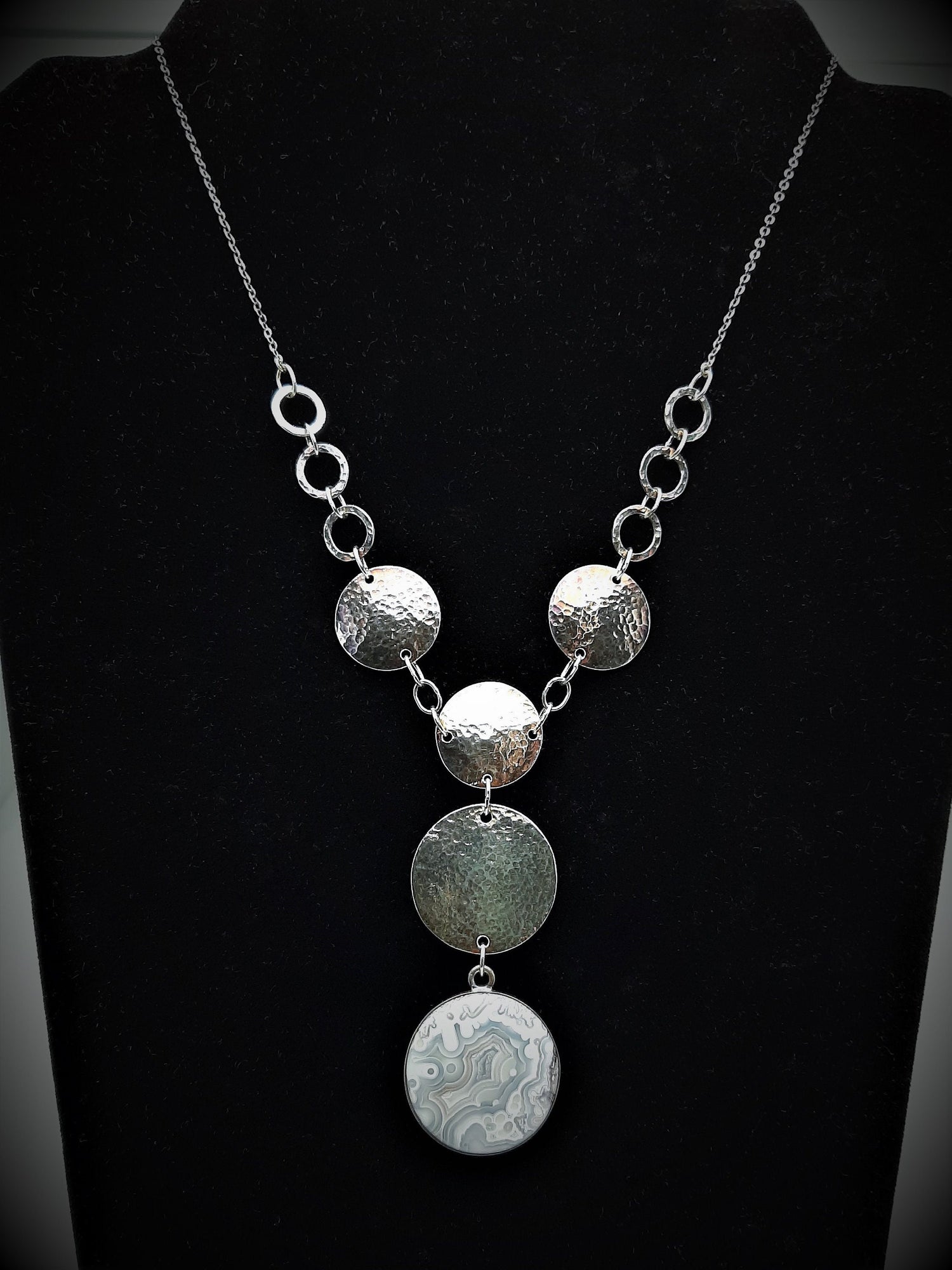 Mexican Crazy Lace Agate Necklace with Sterling Silver