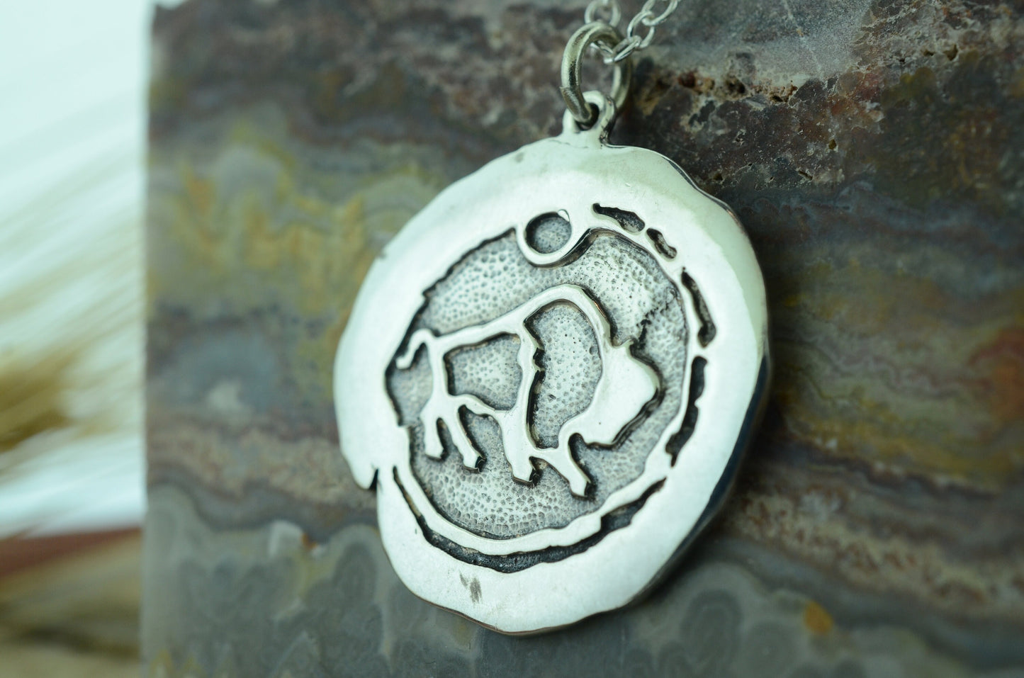 Impression Buffalo Medallion and Earrings Set in Sterling Silver – Lakota Legacy Line
