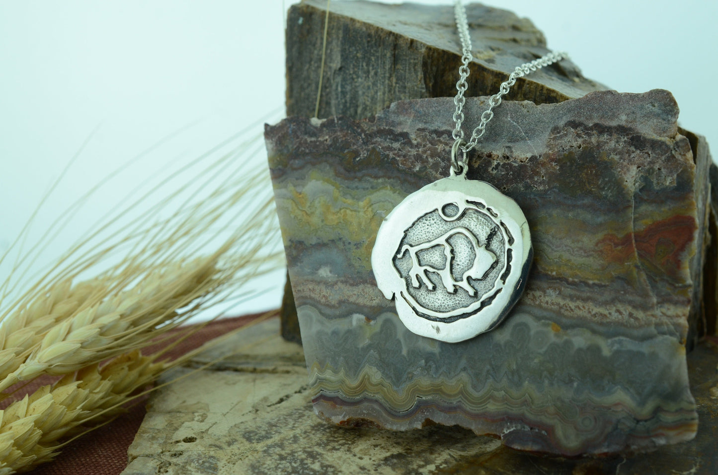 Impression Buffalo Medallion and Earrings Set in Sterling Silver – Lakota Legacy Line