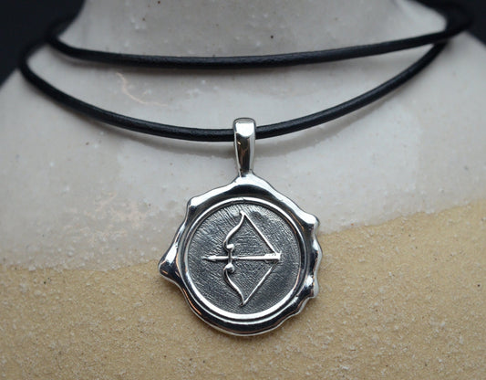 Men's Bow and Arrow Pendant in Sterling Silver with Leather Cord – Lakota Legacy Line