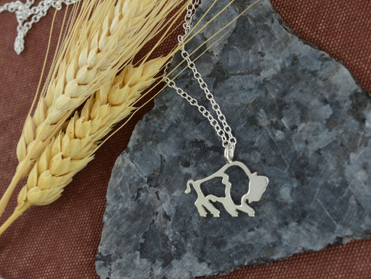 Minimalist Buffalo Pendant in Sterling Silver – Lakota Legacy Line